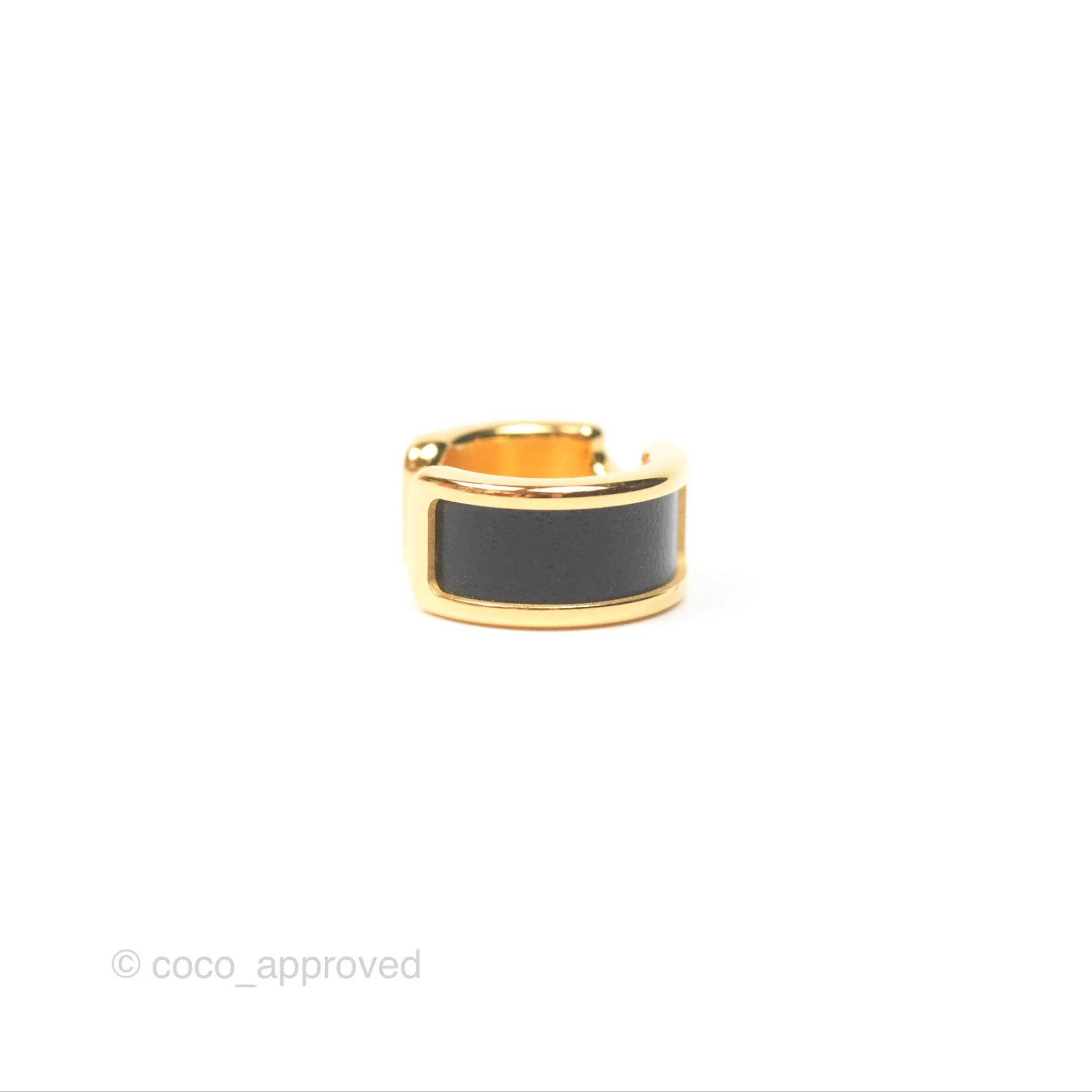 Hermes Olympe Ear Cuff Small Model Black Calfskin Gold