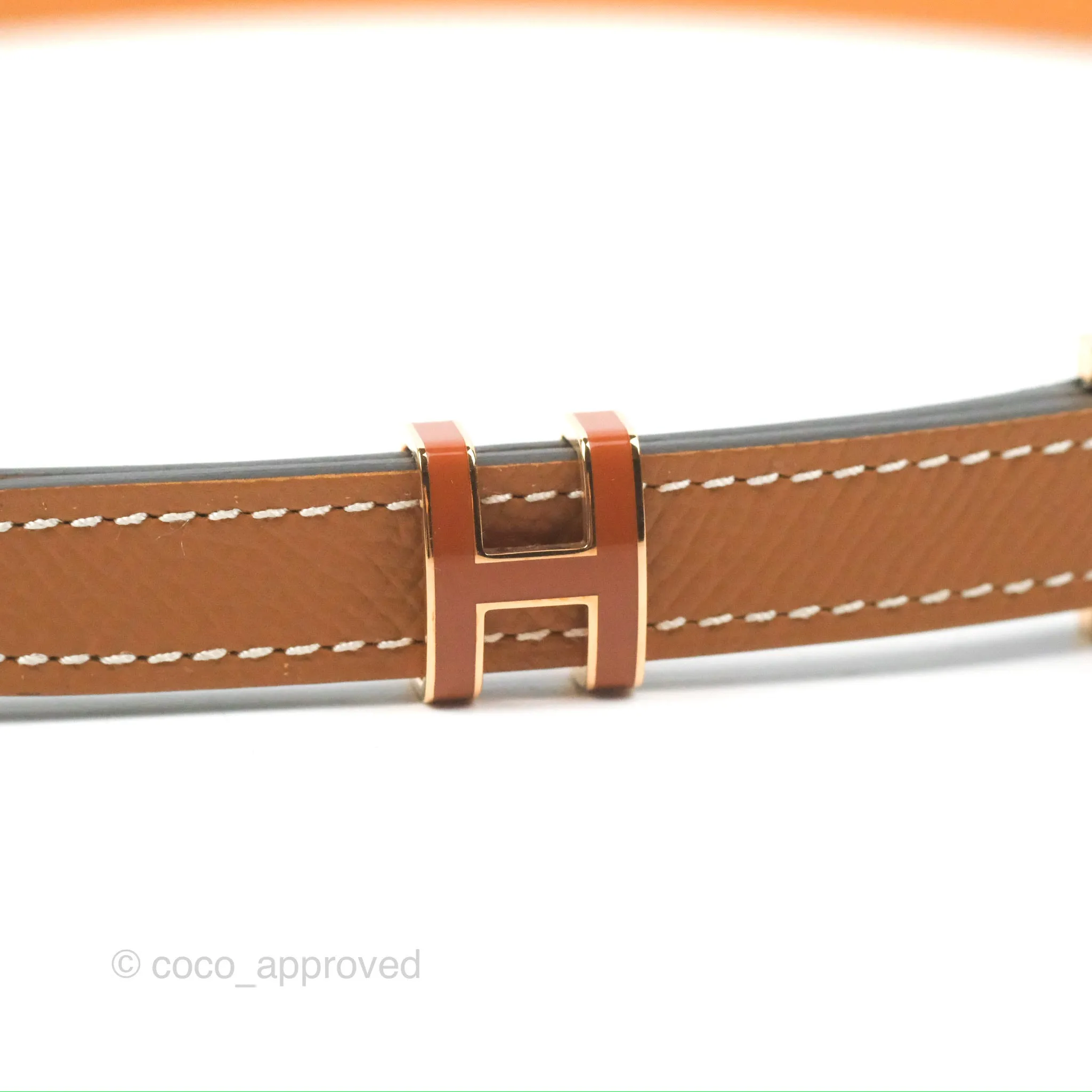 Hermes Pop H 15 Belt Gold Epsom Rose Gold Hardware