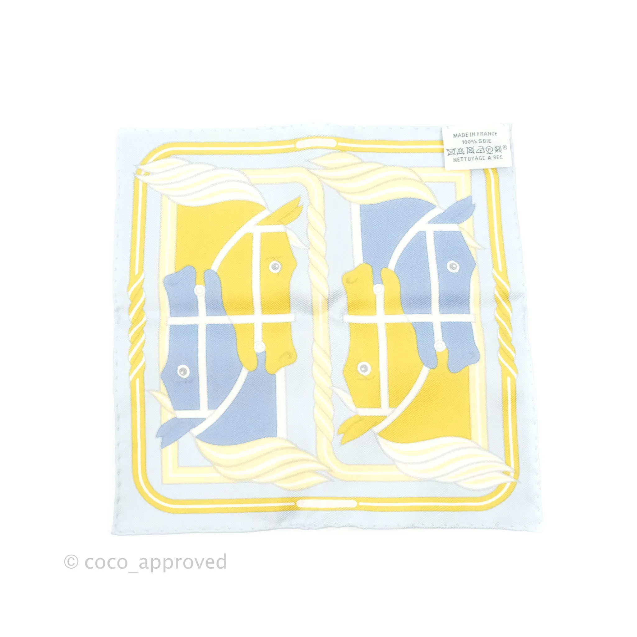 Hermes Quadrige II nano scarf 20 Bleu Ciel/Gold/Bleu Jean
