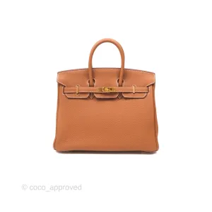 Hermes Retourne Birkin 25 Gold 37 Togo Gold Hardware