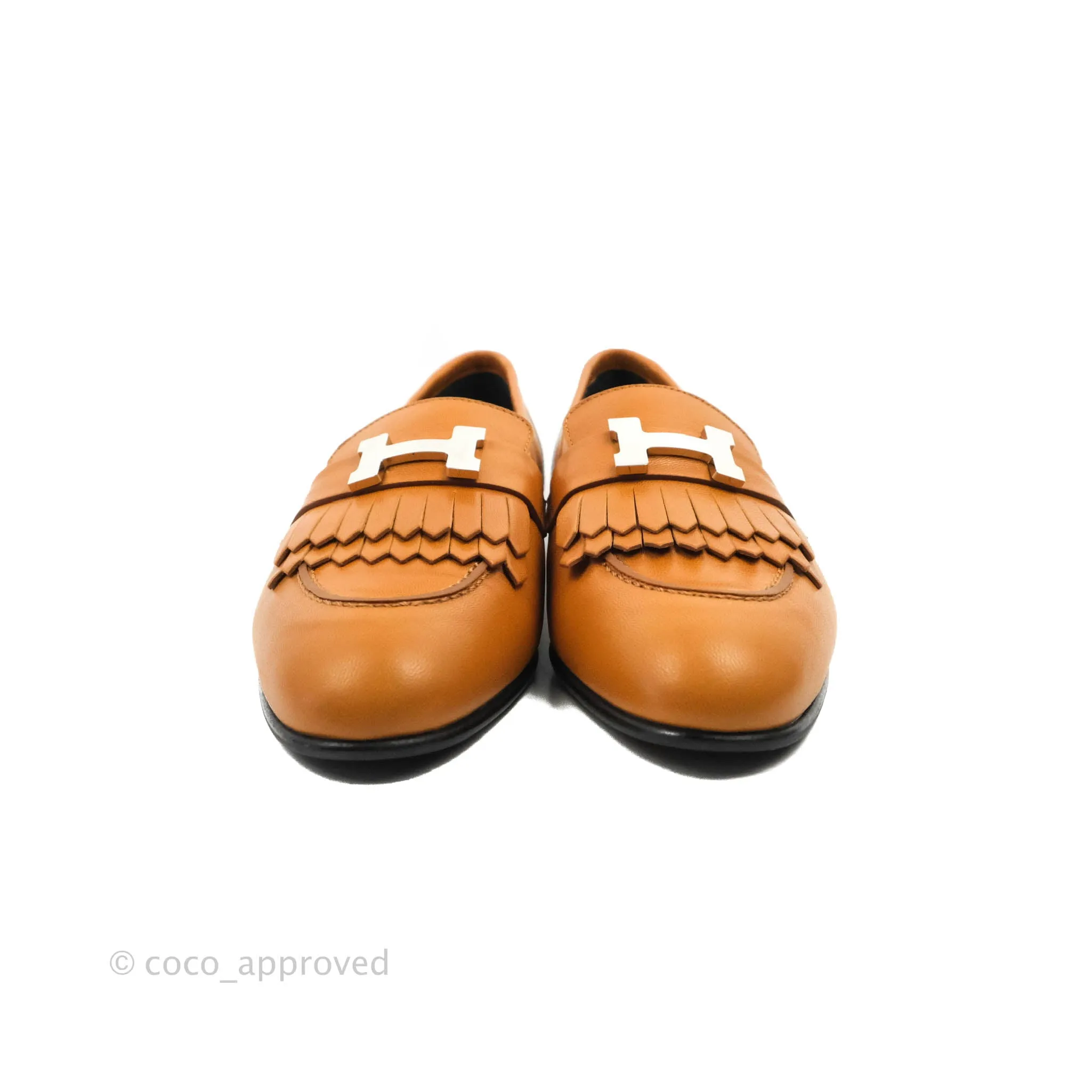 Hermes Royal Loafer Beige Dor Silver Hardware Size 37.5