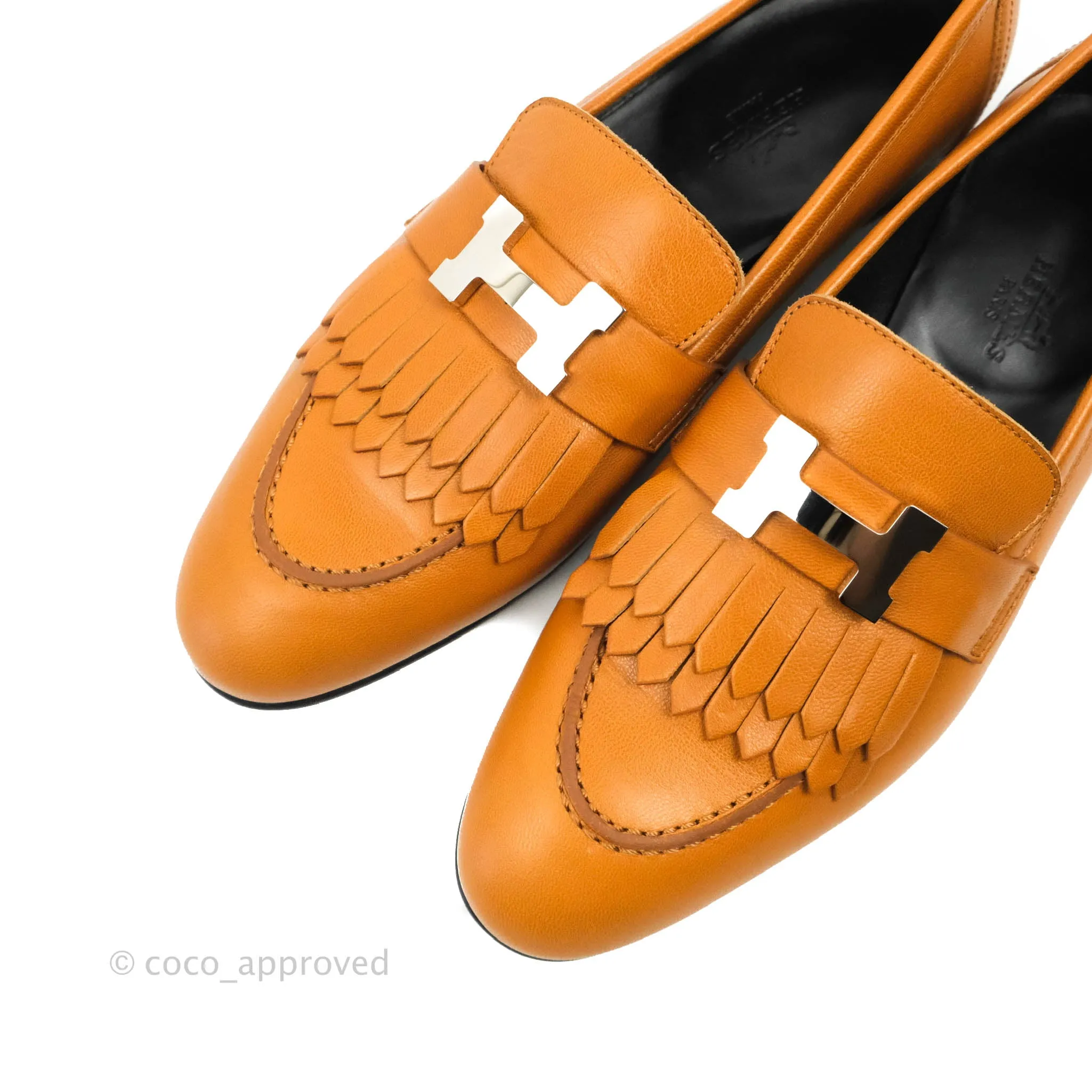 Hermes Royal Loafer Beige Dor Silver Hardware Size 37.5