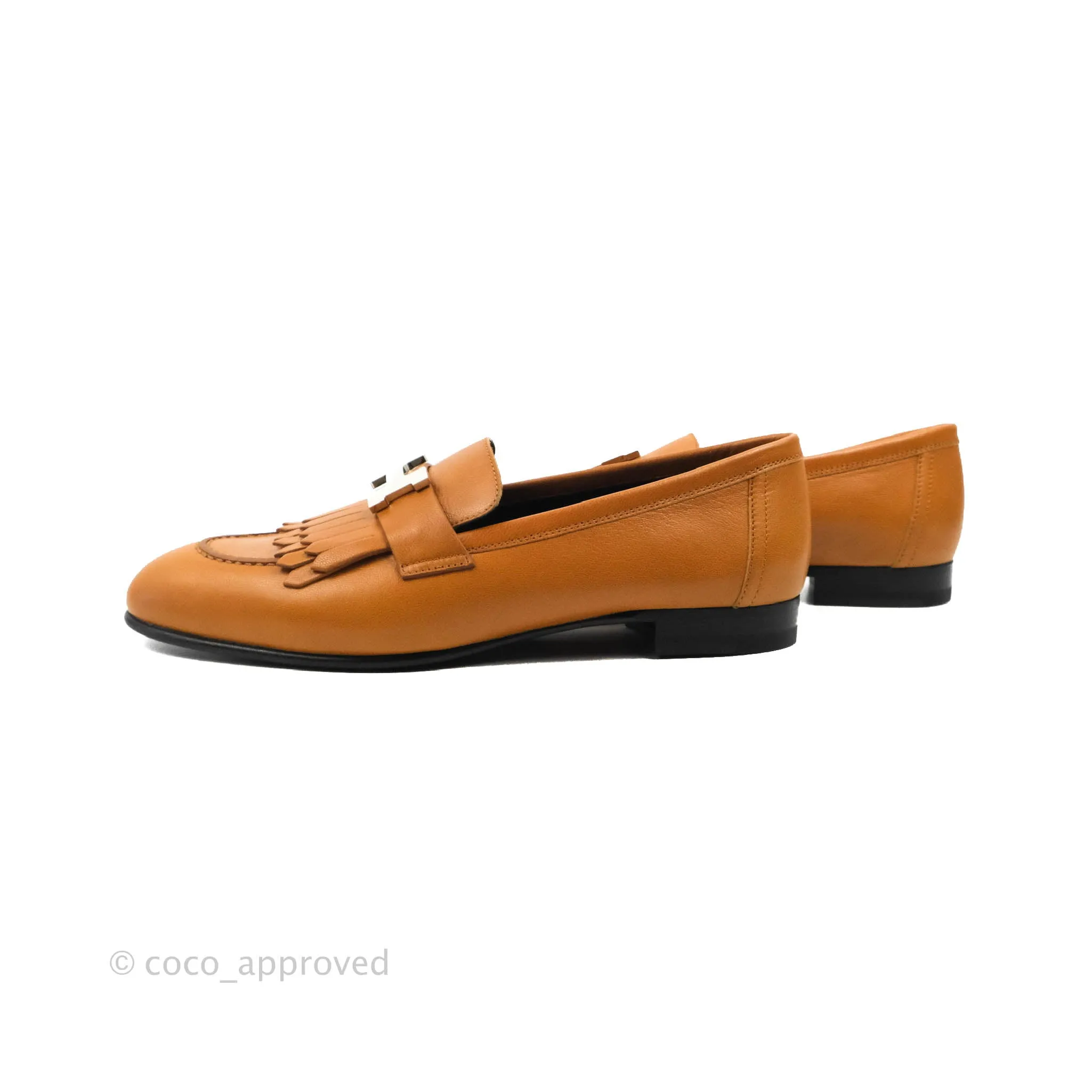 Hermes Royal Loafer Beige Dor Silver Hardware Size 37.5