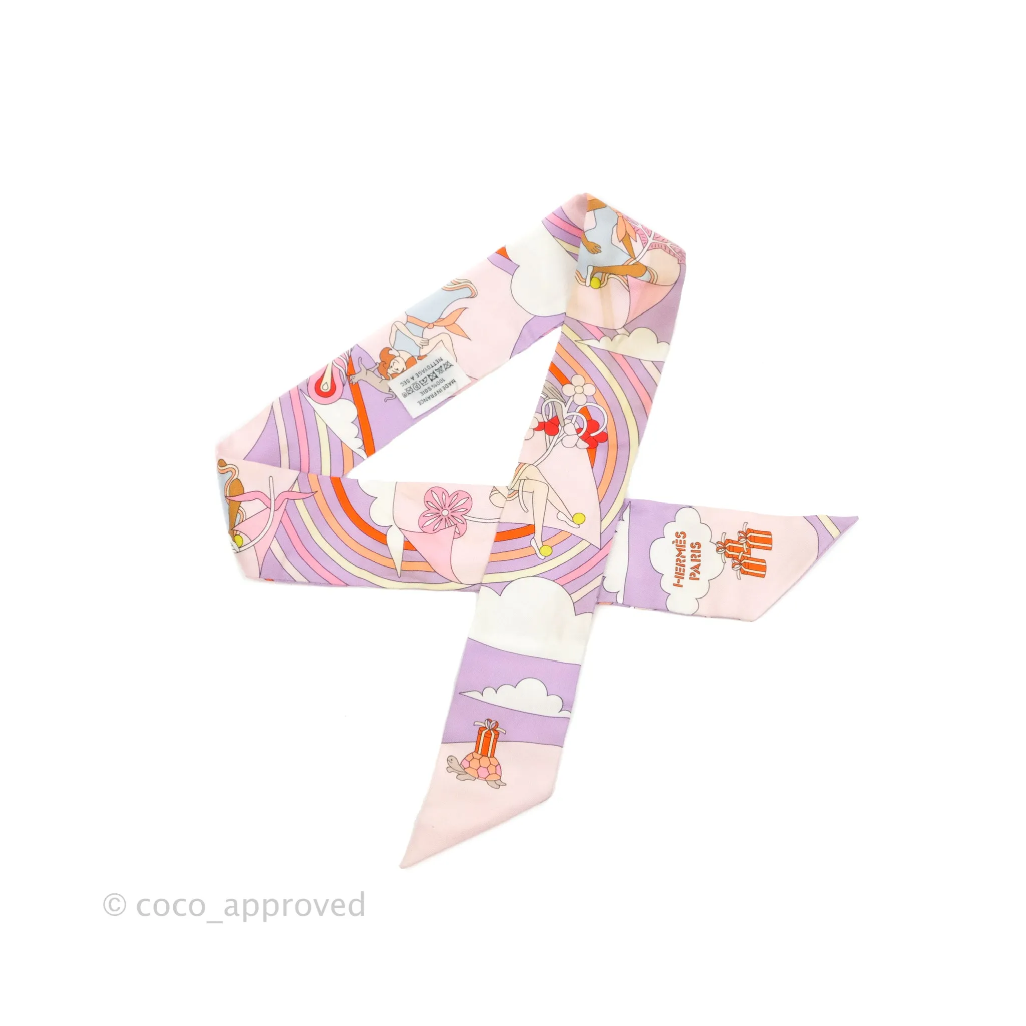 Hermes Silk Carres Volants Twilly Lilas/Rose Ple/ Orange
