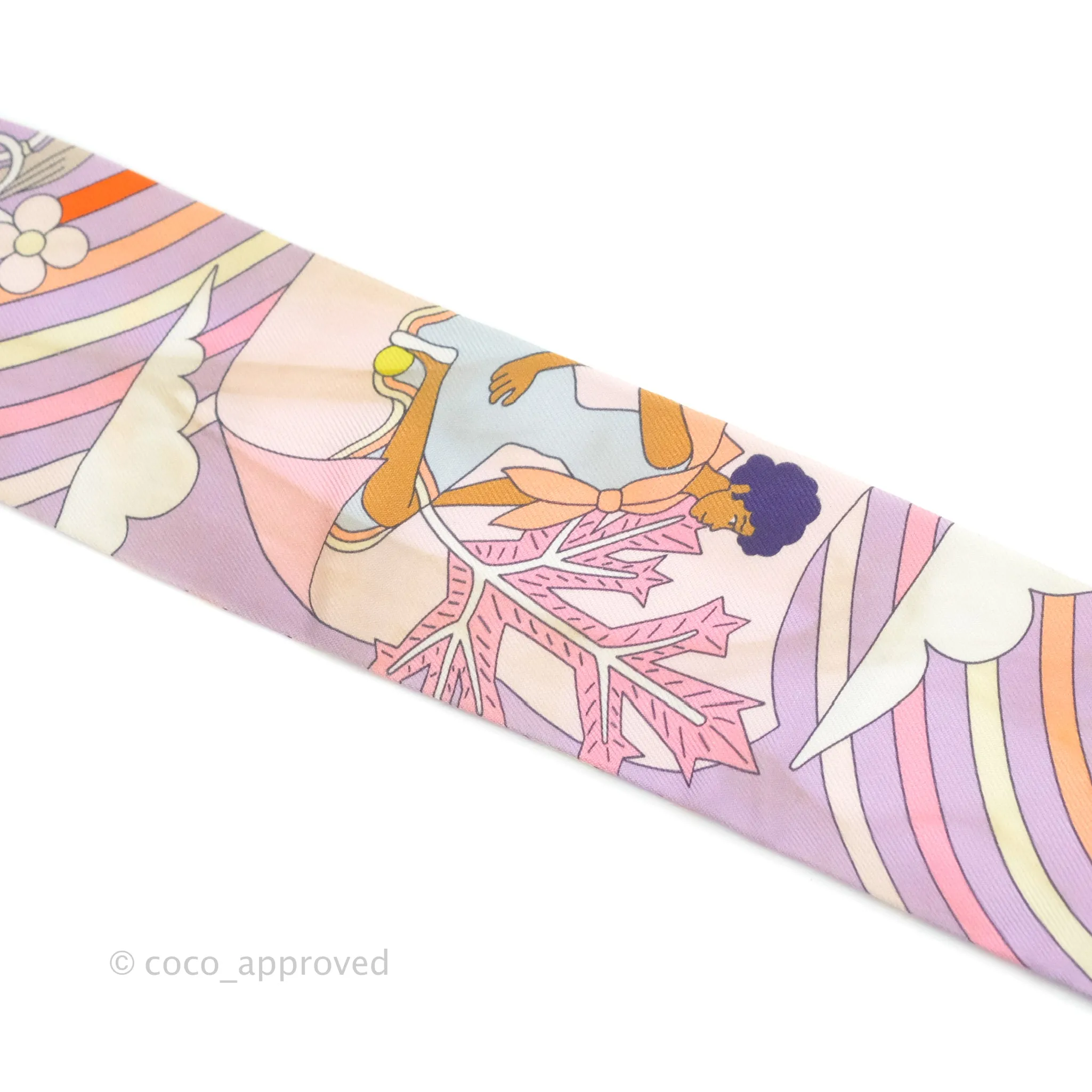 Hermes Silk Carres Volants Twilly Lilas/Rose Ple/ Orange