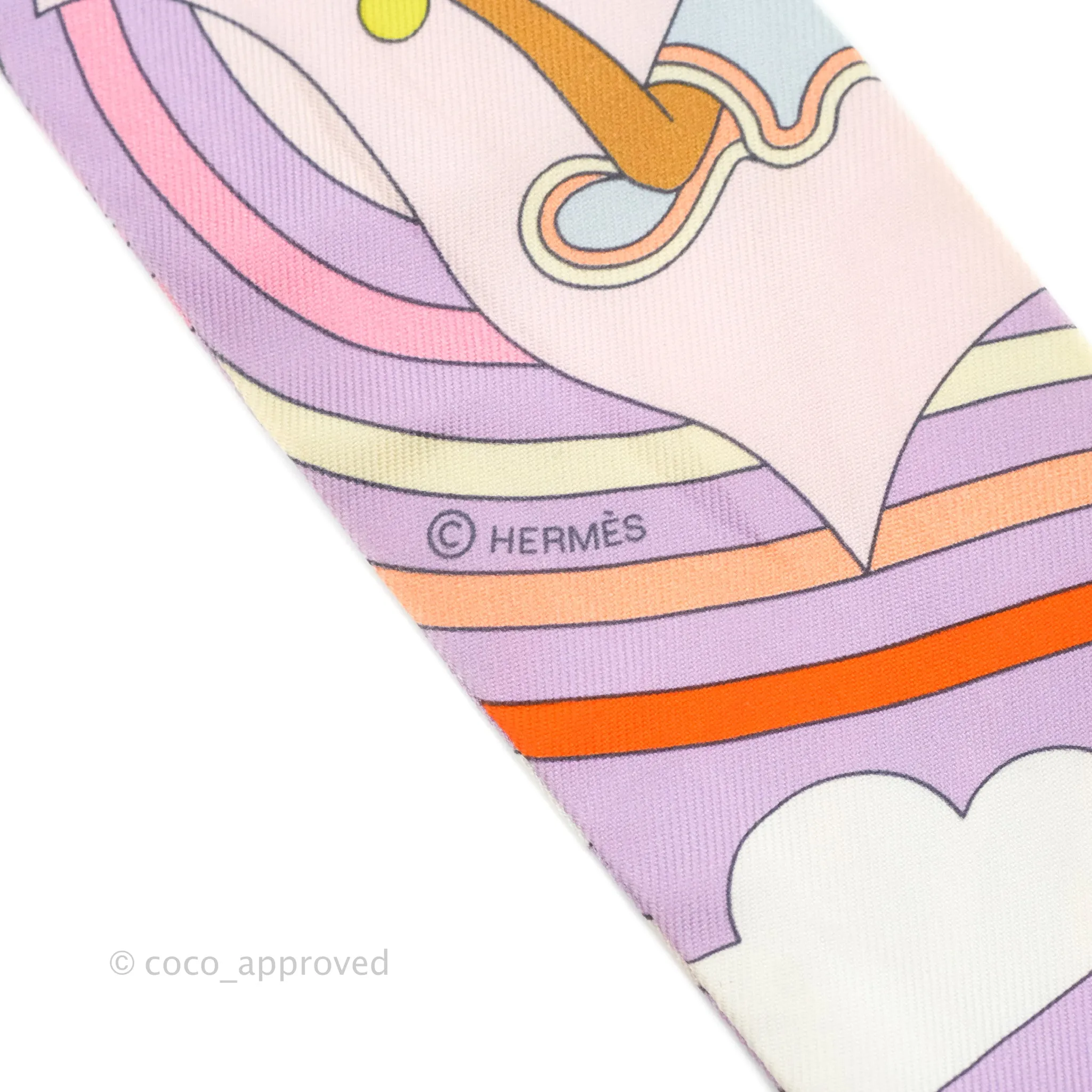 Hermes Silk Carres Volants Twilly Lilas/Rose Ple/ Orange