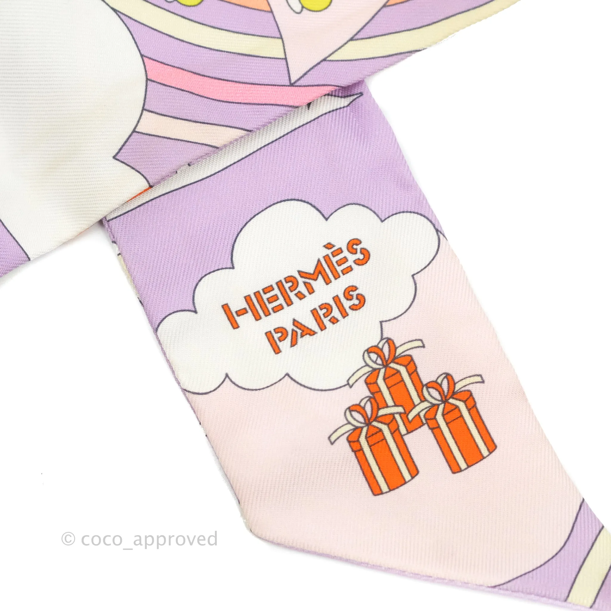 Hermes Silk Carres Volants Twilly Lilas/Rose Ple/ Orange