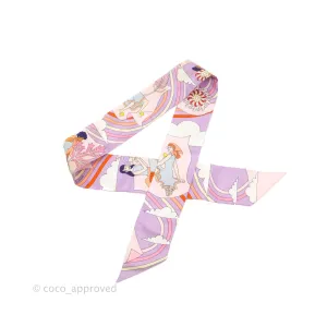 Hermes Silk Carres Volants Twilly Lilas/Rose Ple/ Orange