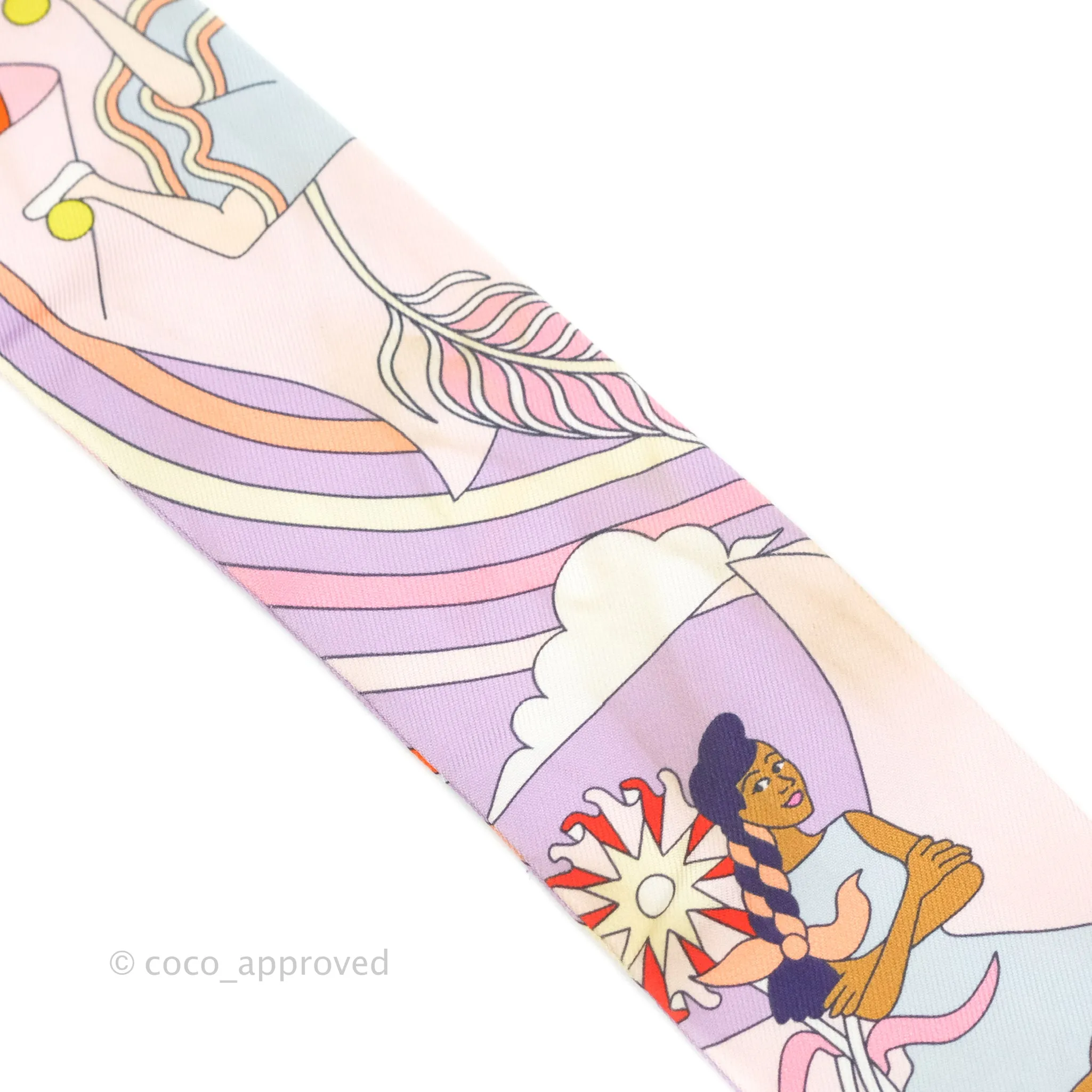 Hermes Silk Carres Volants Twilly Lilas/Rose Ple/ Orange