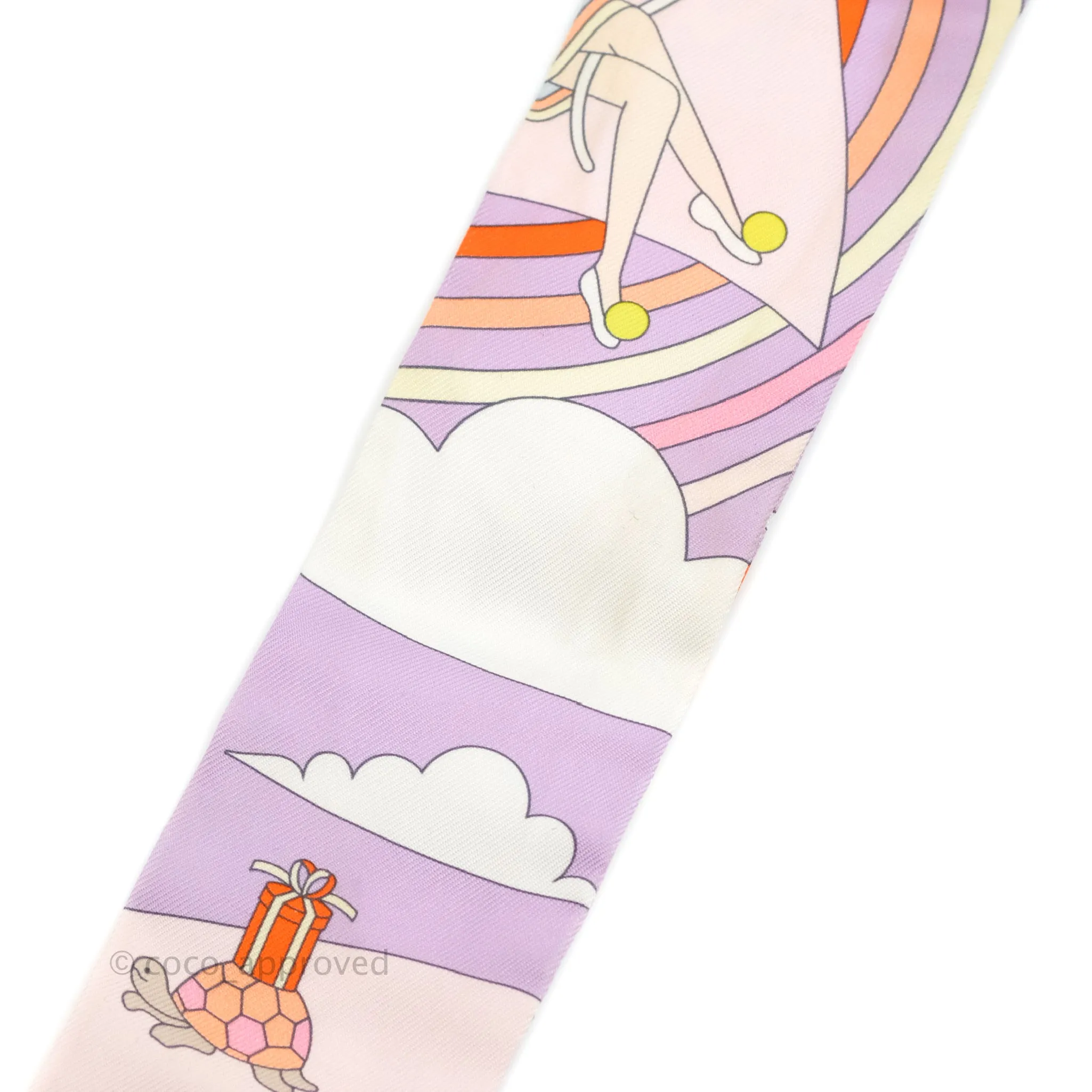 Hermes Silk Carres Volants Twilly Lilas/Rose Ple/ Orange