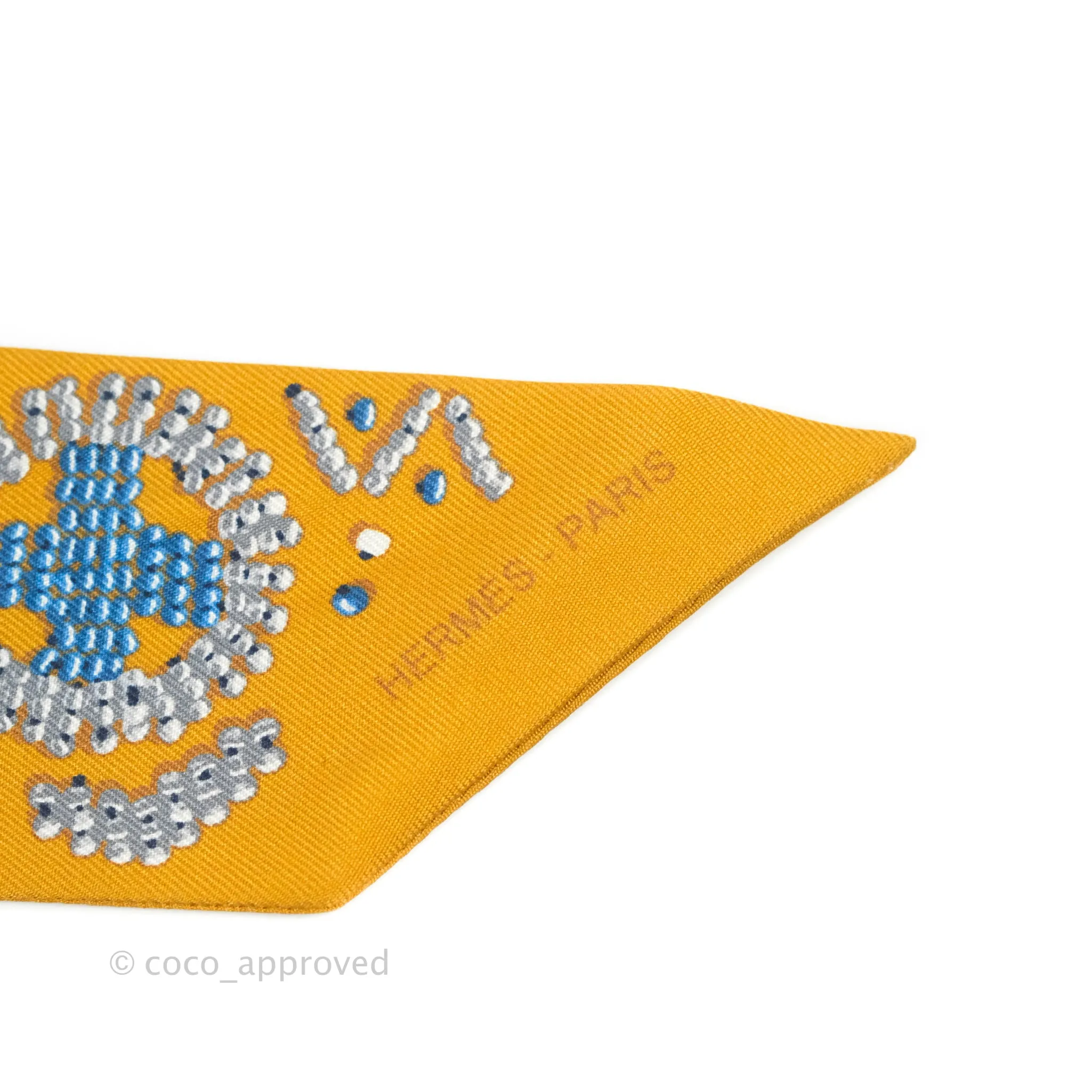 Hermes Silk Kelly En Perles Twilly Miel Bleu /Jean Cream