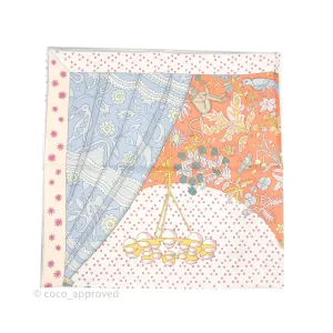 Hermes Silk Le Premier Chant Scarf 90 Abricot/ Ciel /Vert