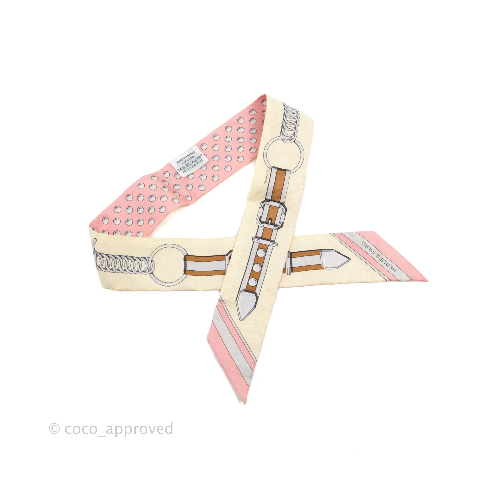 Hermes Twilly Silk Grand Tralala Rose Poudre Jaune