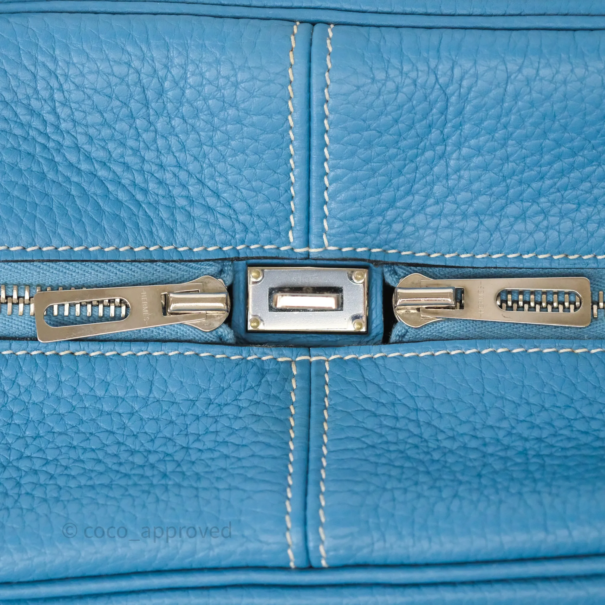 Hermes Victoria II 35 Bag Blue Jean 75 Clemence Palladium Hardware