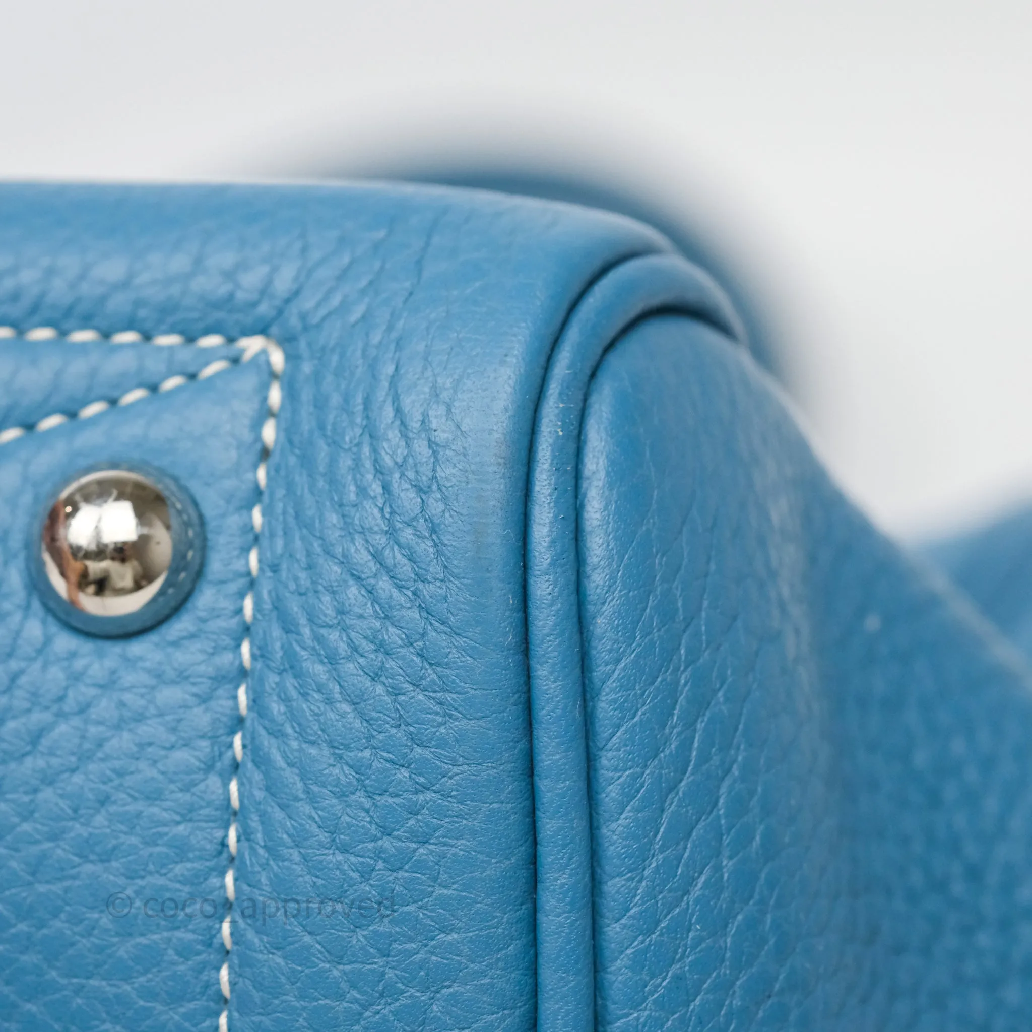 Hermes Victoria II 35 Bag Blue Jean 75 Clemence Palladium Hardware