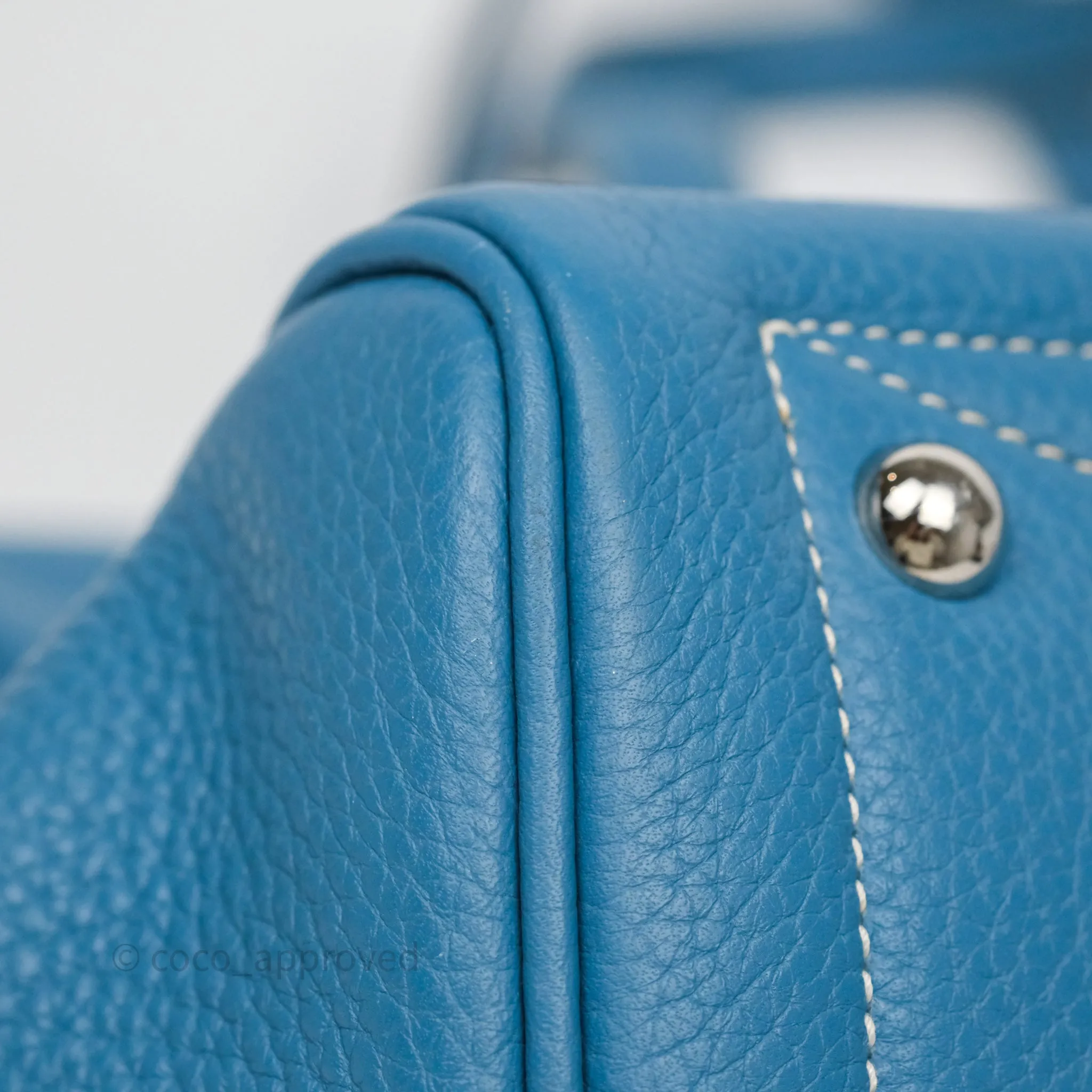 Hermes Victoria II 35 Bag Blue Jean 75 Clemence Palladium Hardware