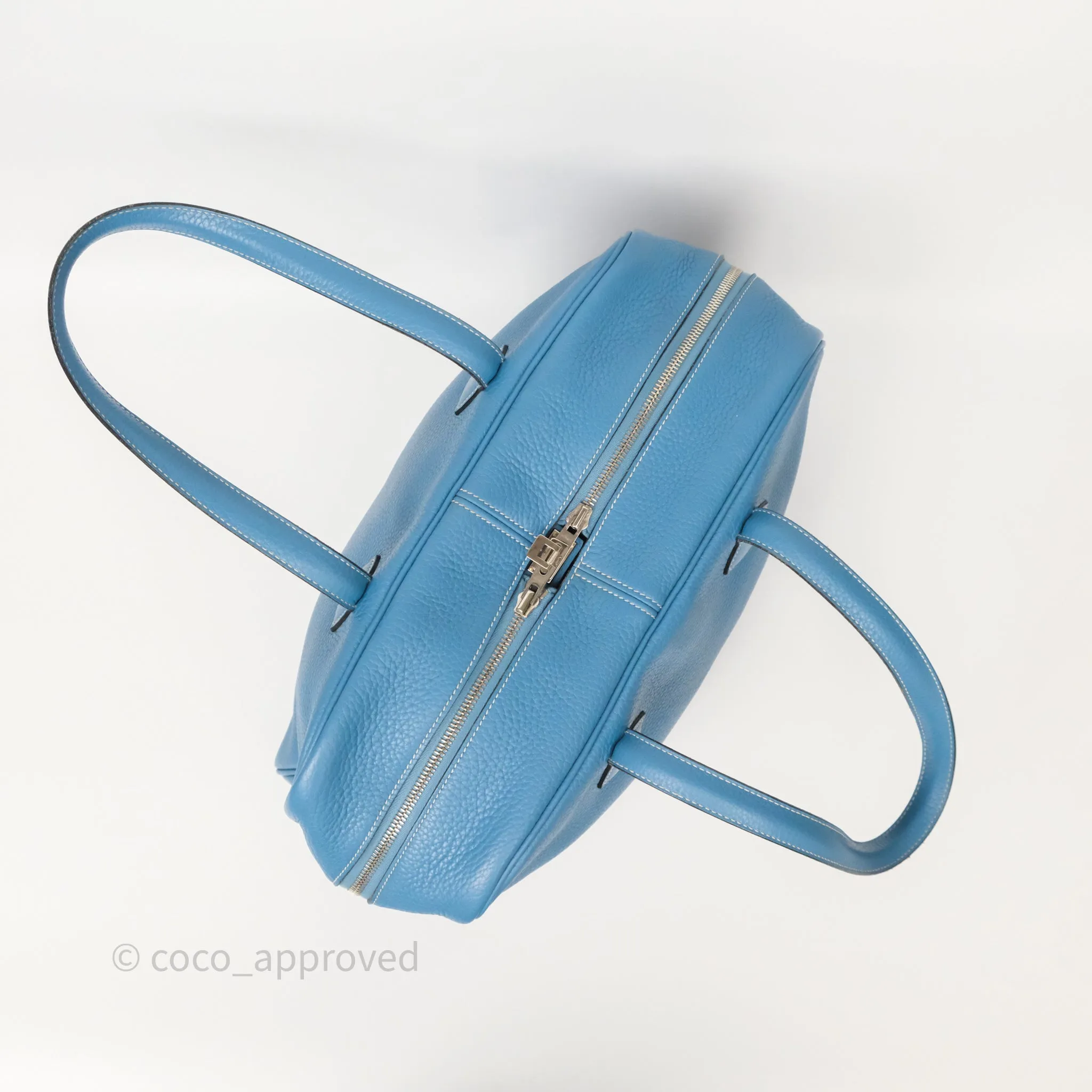Hermes Victoria II 35 Bag Blue Jean 75 Clemence Palladium Hardware
