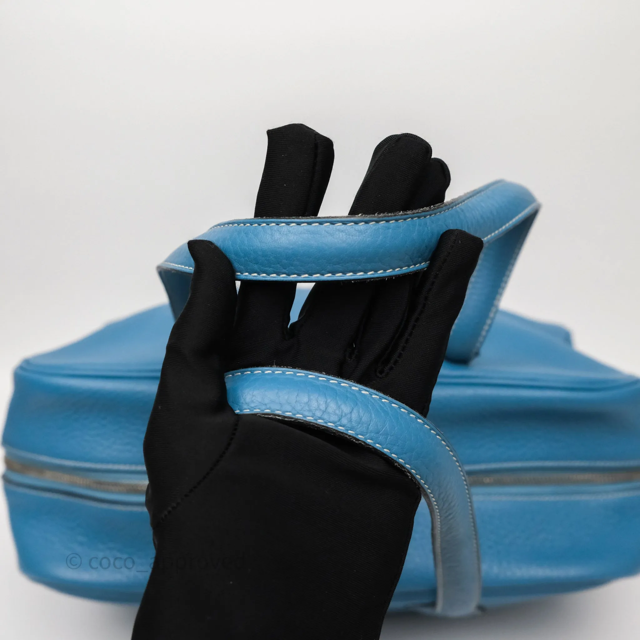 Hermes Victoria II 35 Bag Blue Jean 75 Clemence Palladium Hardware