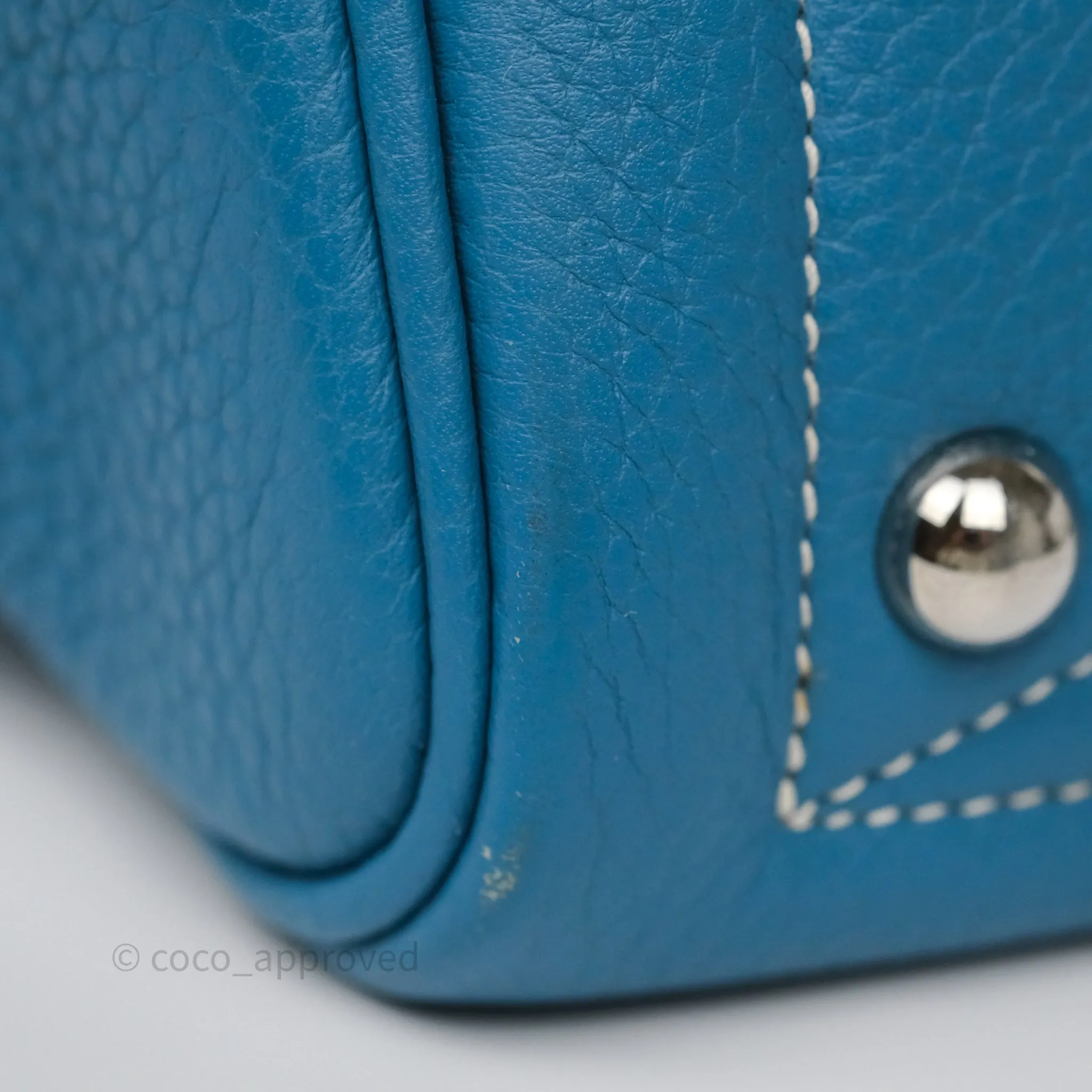 Hermes Victoria II 35 Bag Blue Jean 75 Clemence Palladium Hardware