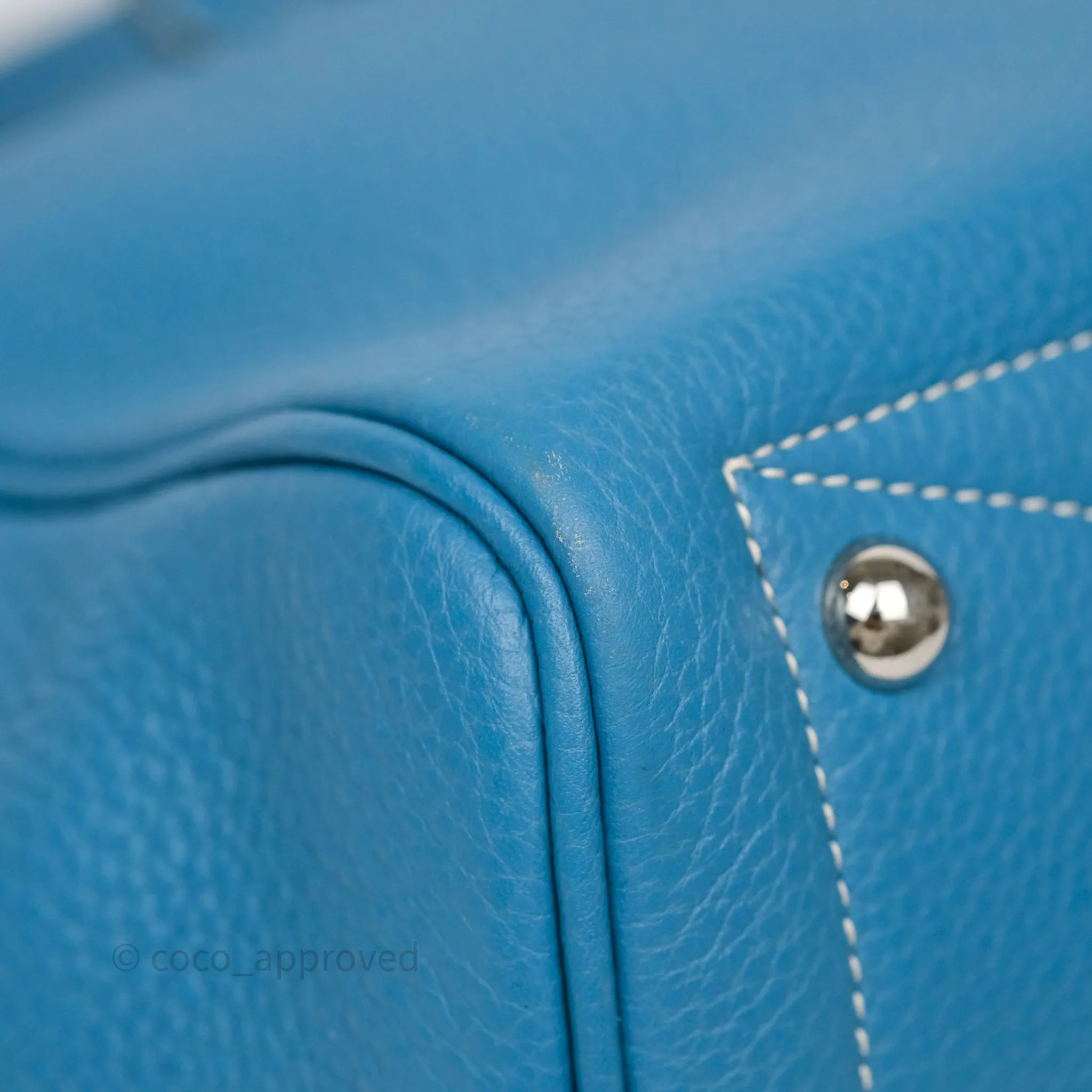 Hermes Victoria II 35 Bag Blue Jean 75 Clemence Palladium Hardware