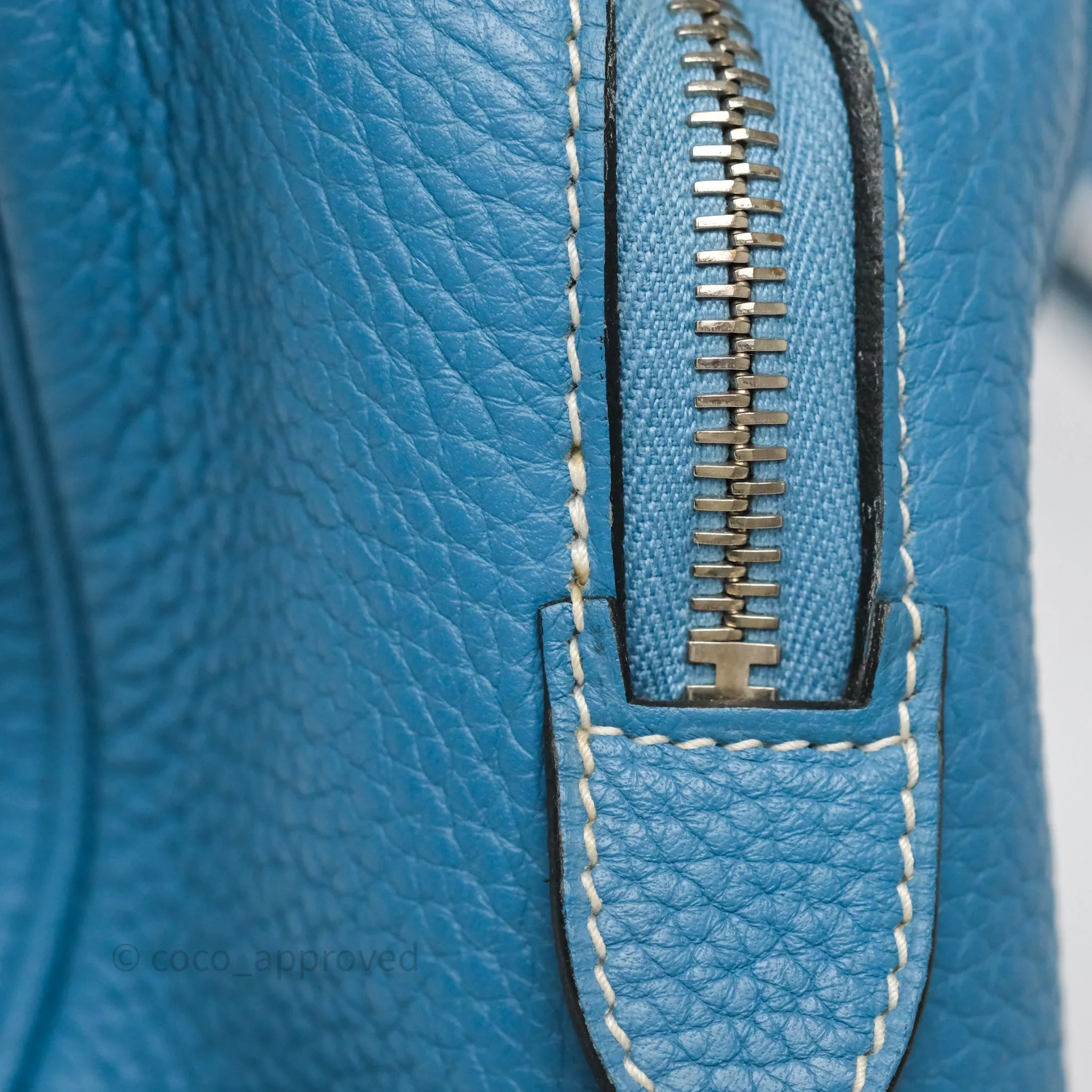 Hermes Victoria II 35 Bag Blue Jean 75 Clemence Palladium Hardware