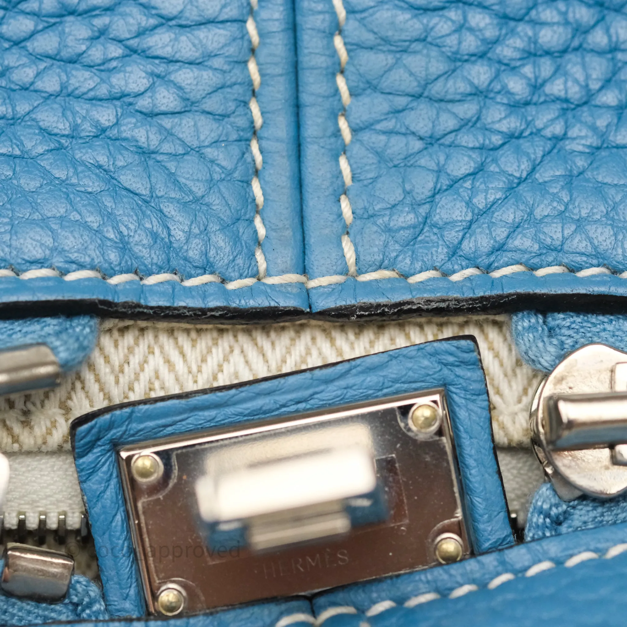 Hermes Victoria II 35 Bag Blue Jean 75 Clemence Palladium Hardware