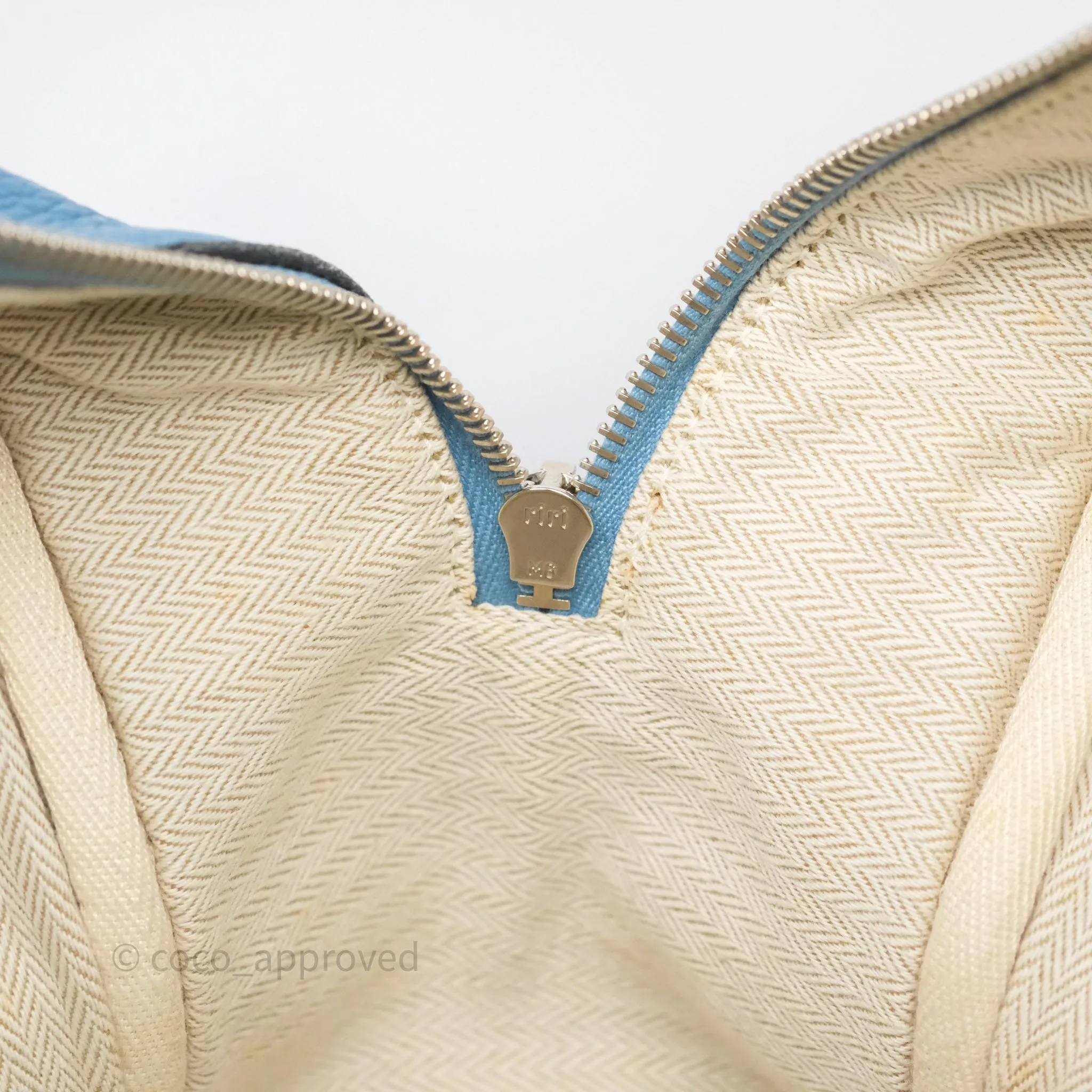 Hermes Victoria II 35 Bag Blue Jean 75 Clemence Palladium Hardware