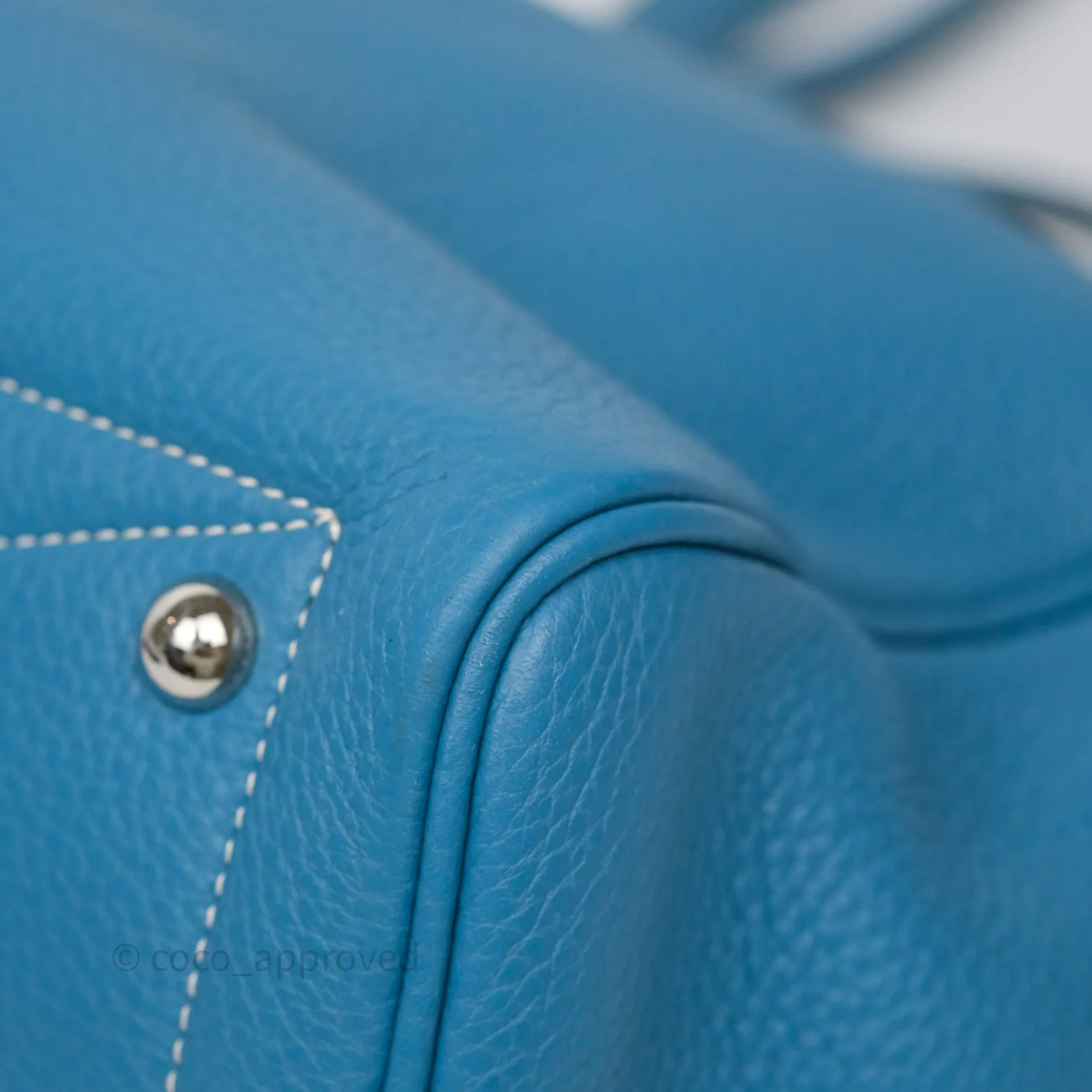 Hermes Victoria II 35 Bag Blue Jean 75 Clemence Palladium Hardware