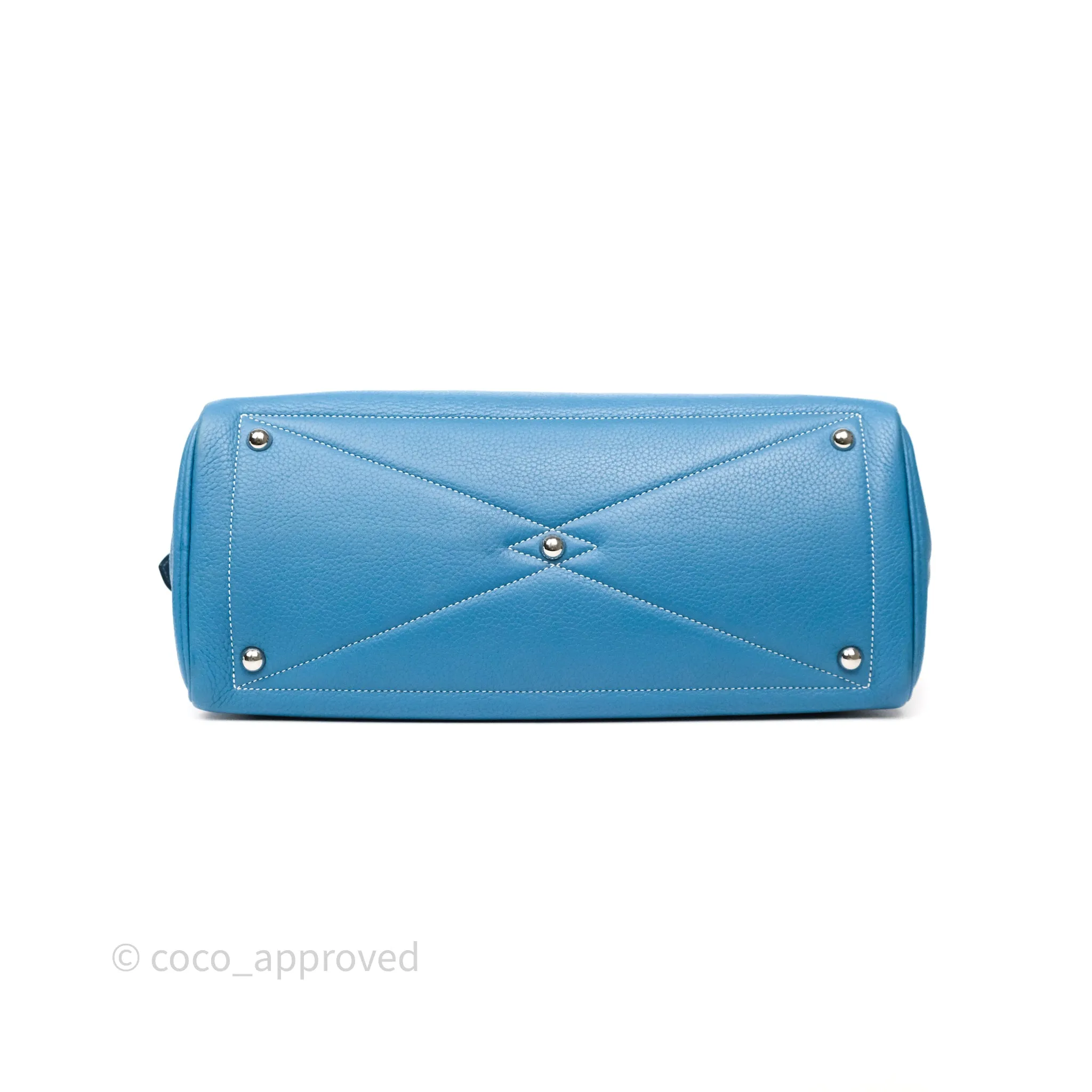 Hermes Victoria II 35 Bag Blue Jean 75 Clemence Palladium Hardware