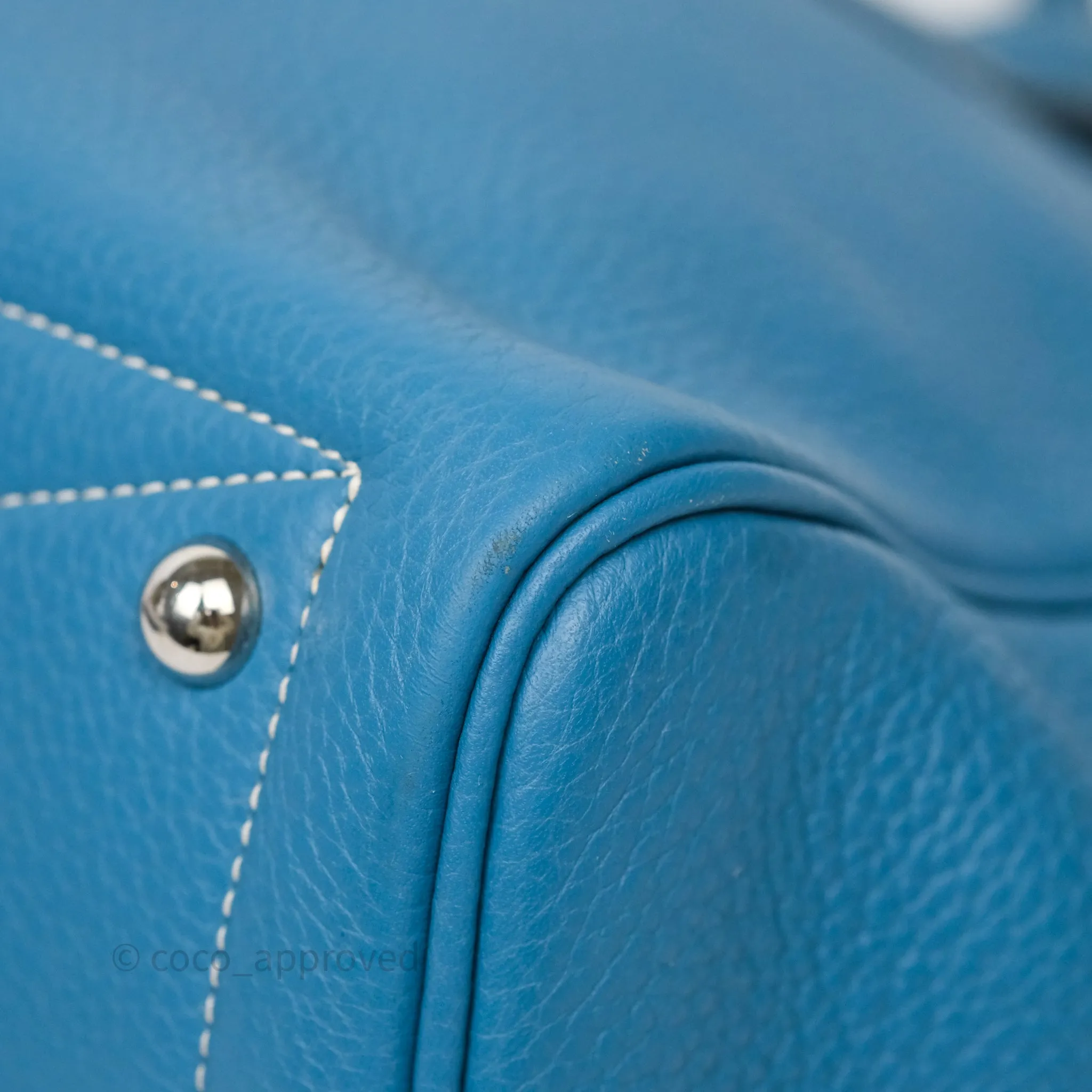 Hermes Victoria II 35 Bag Blue Jean 75 Clemence Palladium Hardware
