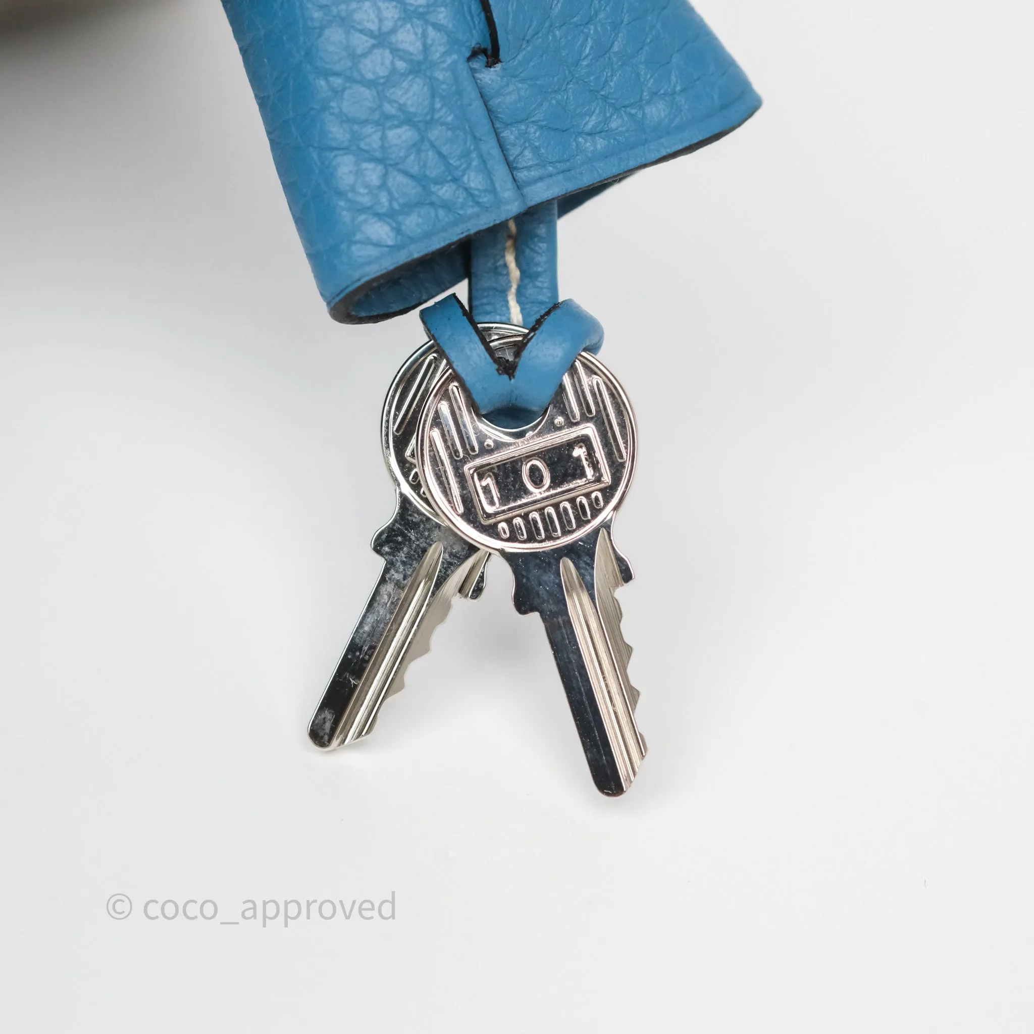 Hermes Victoria II 35 Bag Blue Jean 75 Clemence Palladium Hardware