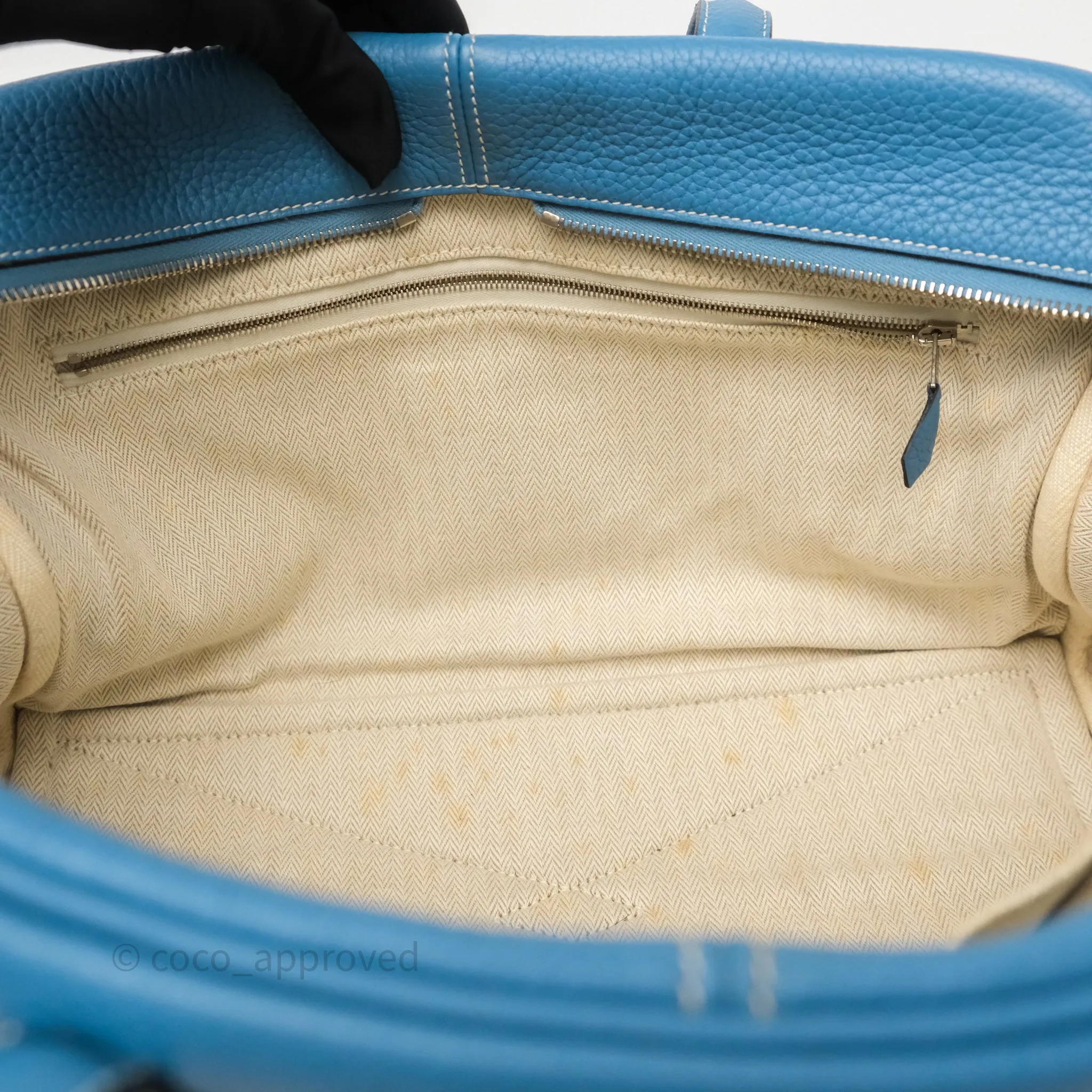 Hermes Victoria II 35 Bag Blue Jean 75 Clemence Palladium Hardware