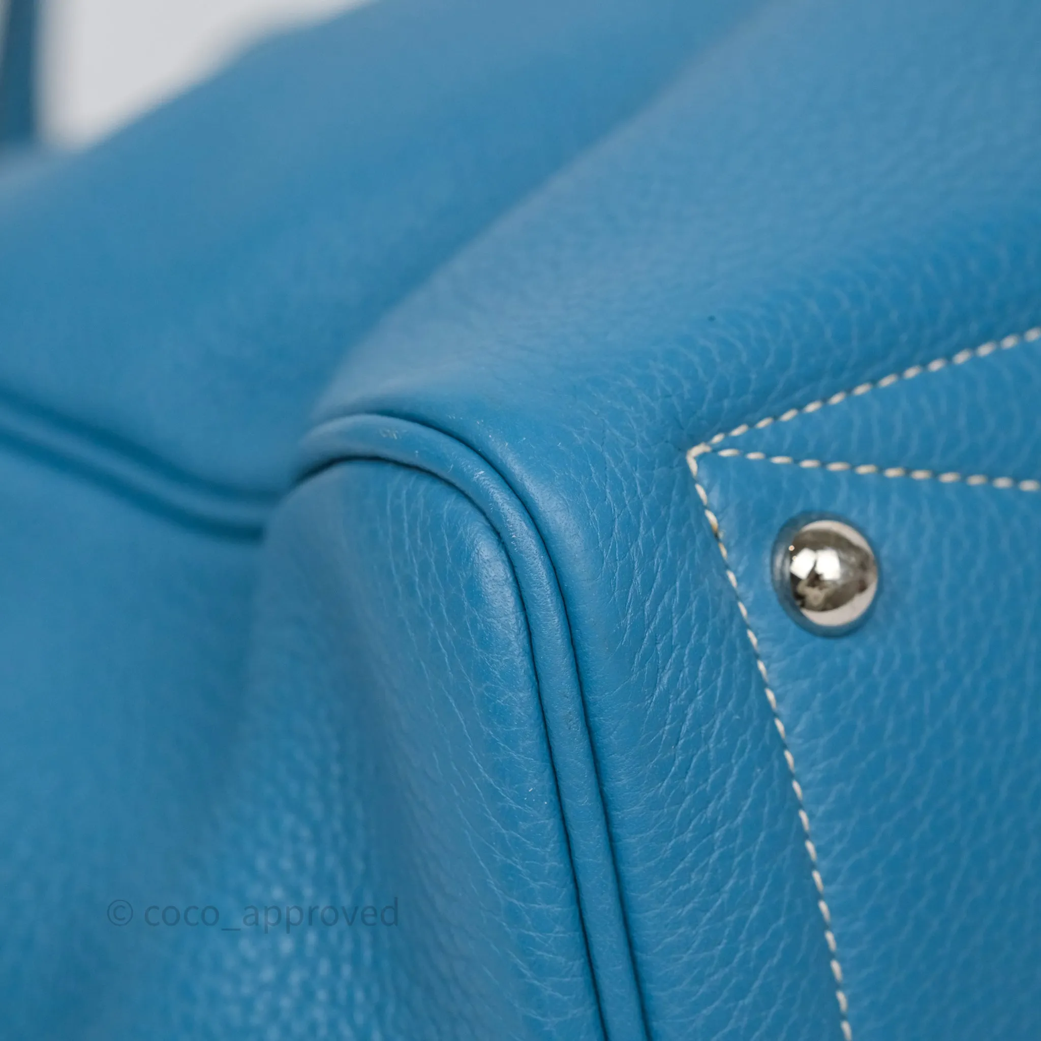 Hermes Victoria II 35 Bag Blue Jean 75 Clemence Palladium Hardware