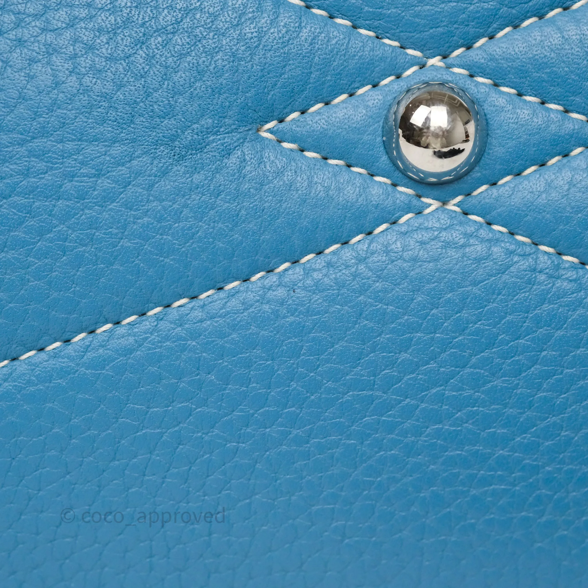 Hermes Victoria II 35 Bag Blue Jean 75 Clemence Palladium Hardware