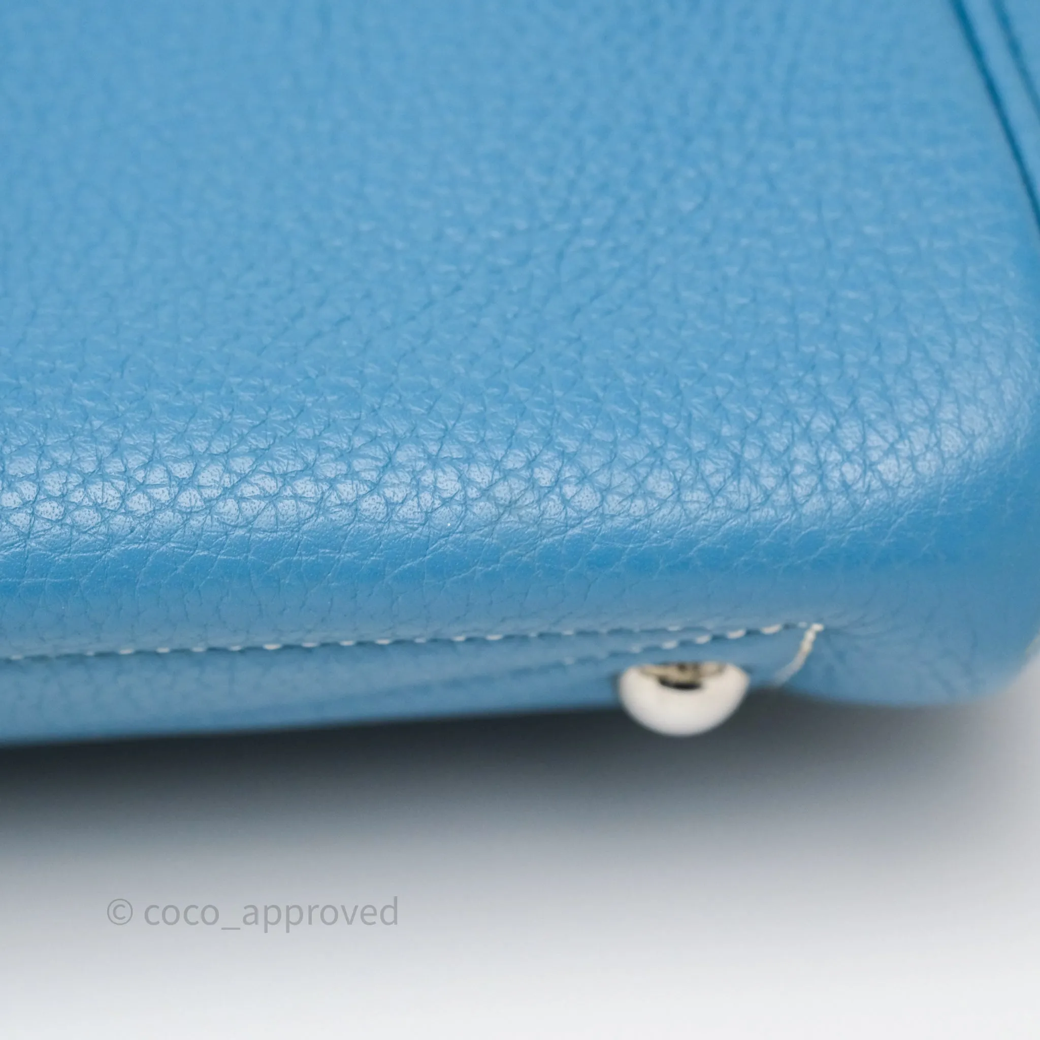 Hermes Victoria II 35 Bag Blue Jean 75 Clemence Palladium Hardware