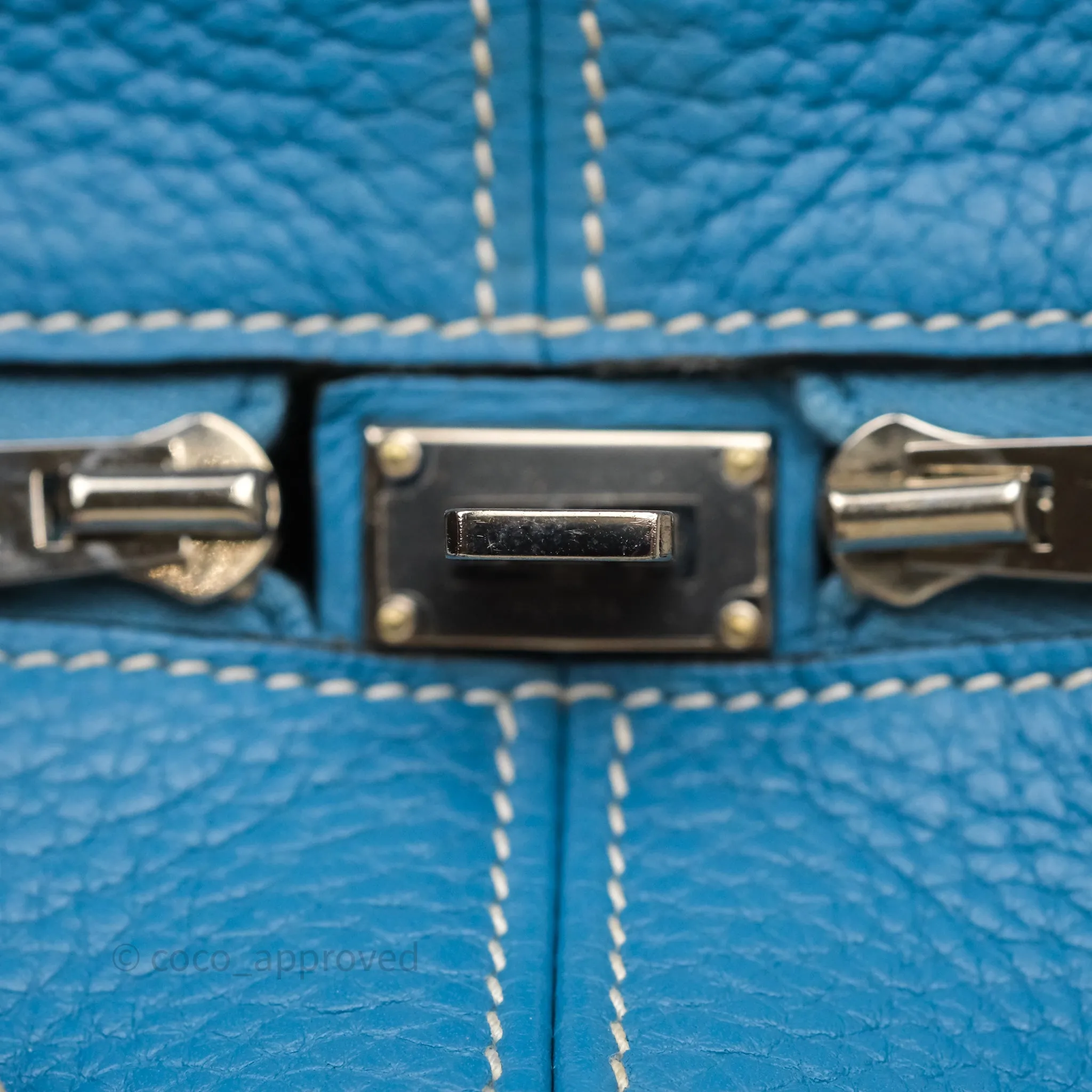Hermes Victoria II 35 Bag Blue Jean 75 Clemence Palladium Hardware