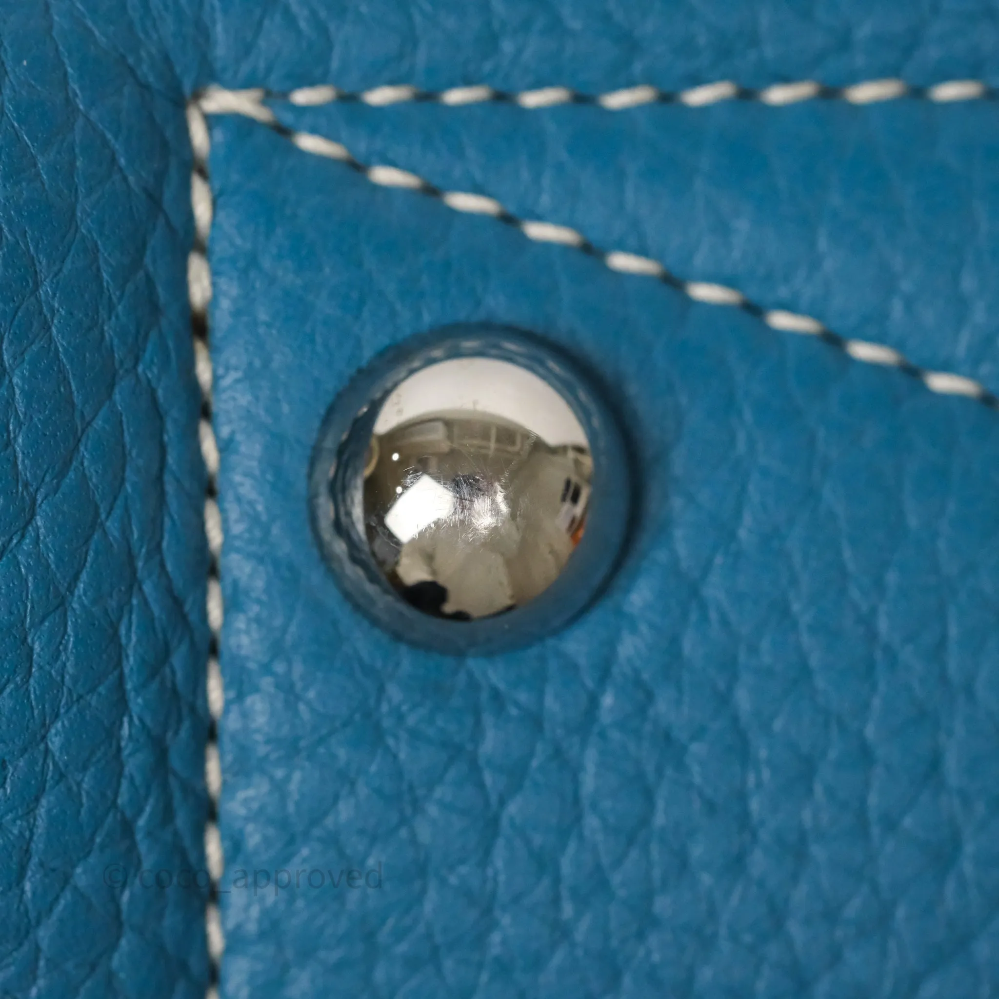 Hermes Victoria II 35 Bag Blue Jean 75 Clemence Palladium Hardware