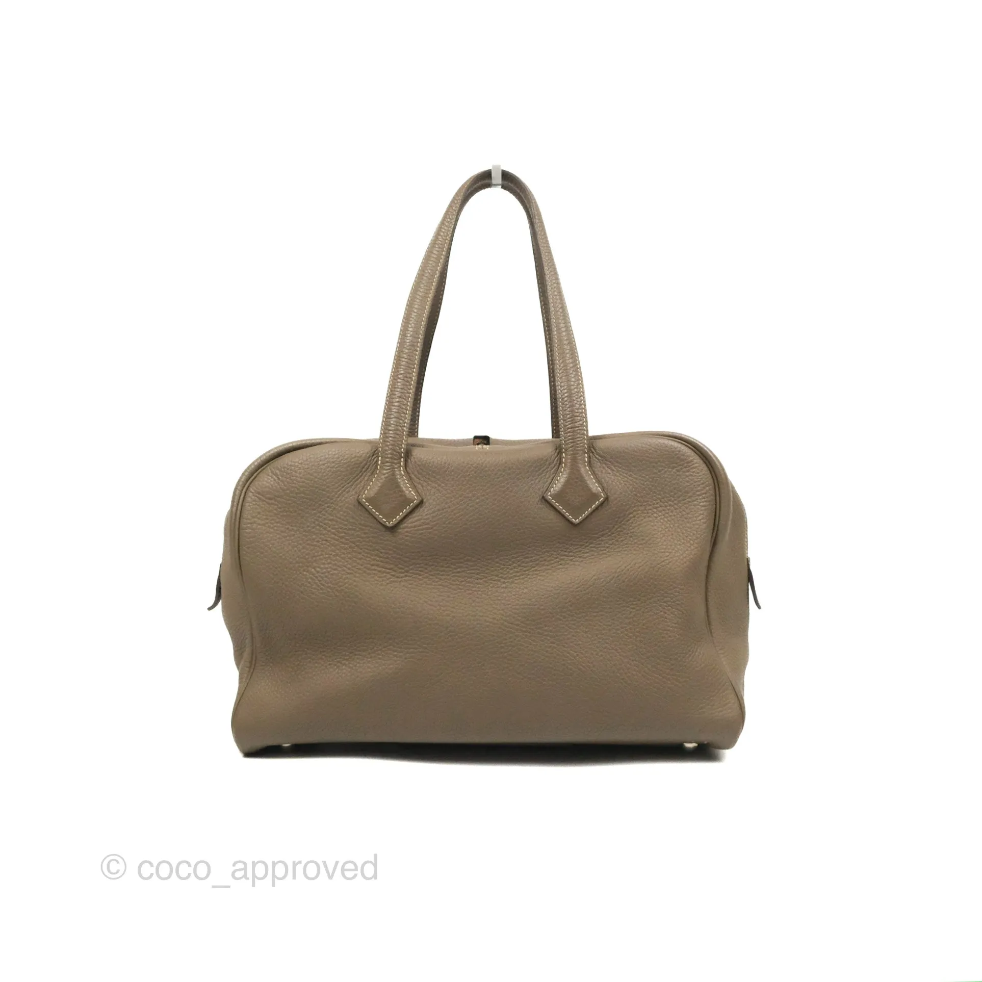 Hermes Victoria II 35 Bag Etoupe Clemence Palladium Hardware
