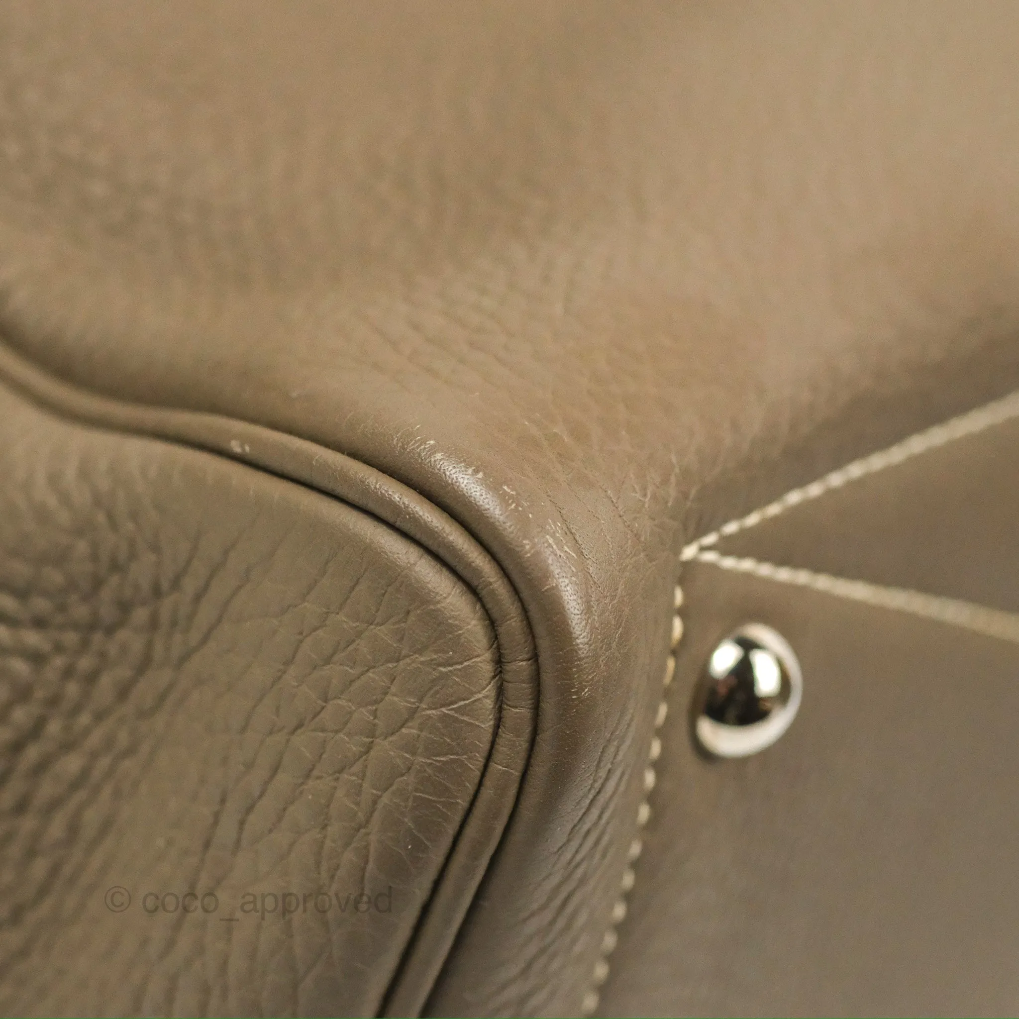 Hermes Victoria II 35 Bag Etoupe Clemence Palladium Hardware
