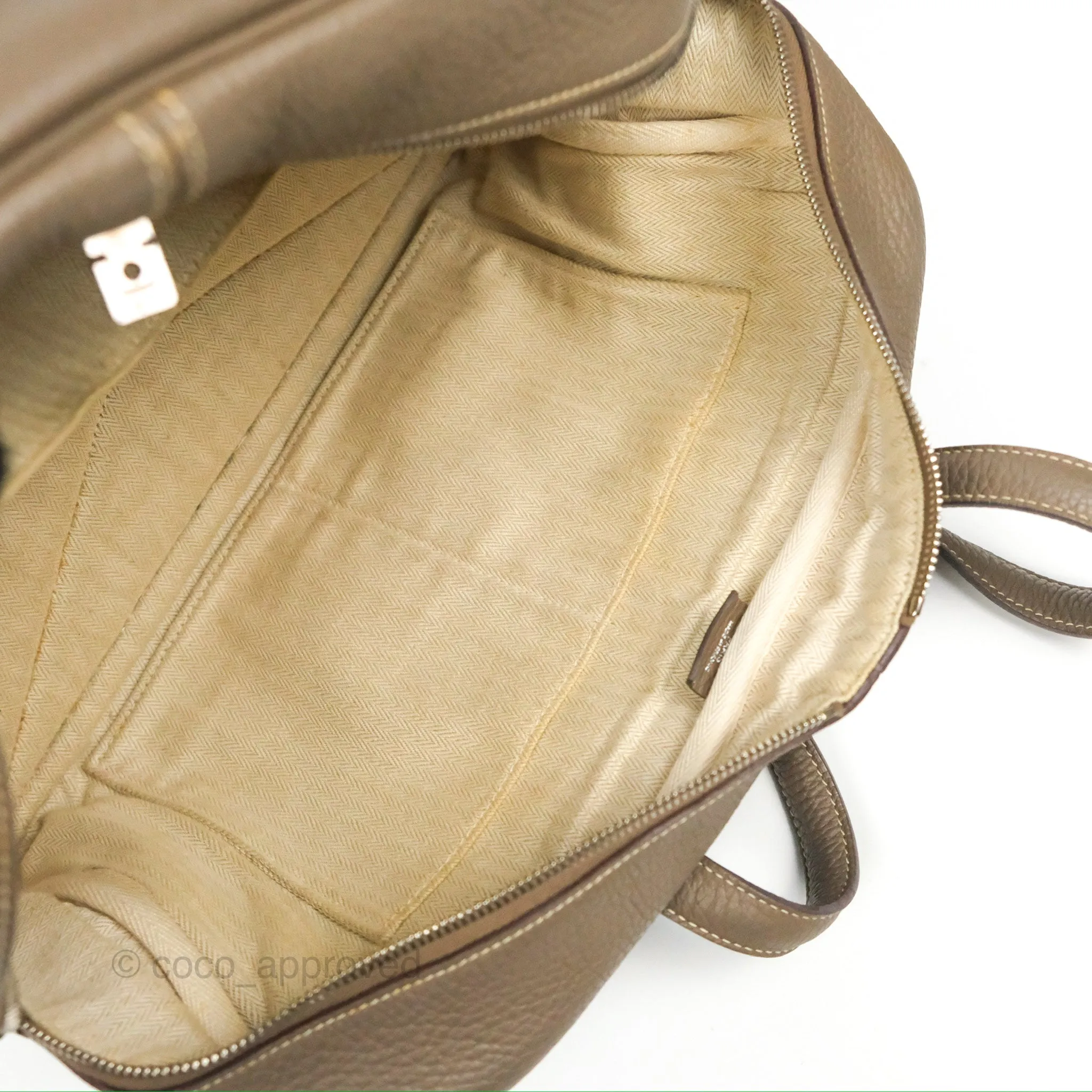 Hermes Victoria II 35 Bag Etoupe Clemence Palladium Hardware