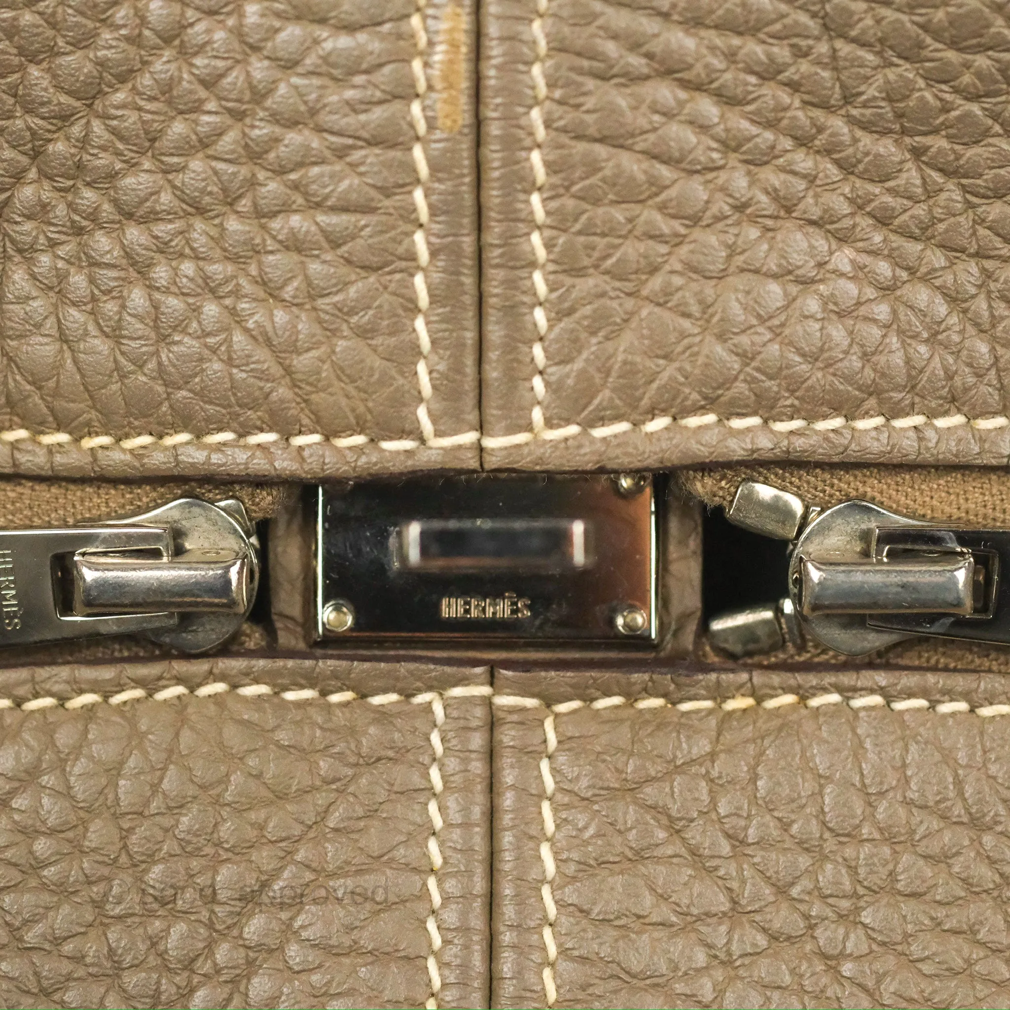 Hermes Victoria II 35 Bag Etoupe Clemence Palladium Hardware