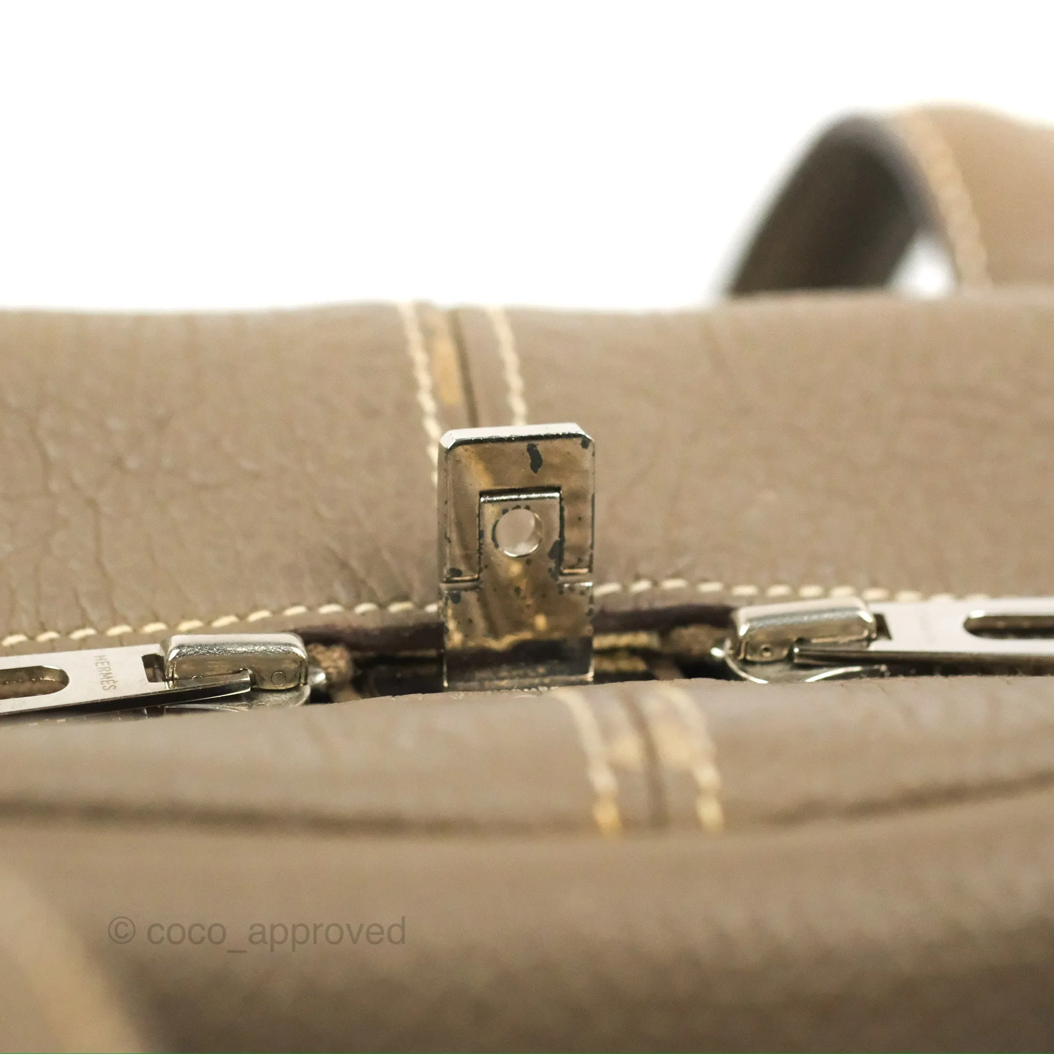 Hermes Victoria II 35 Bag Etoupe Clemence Palladium Hardware
