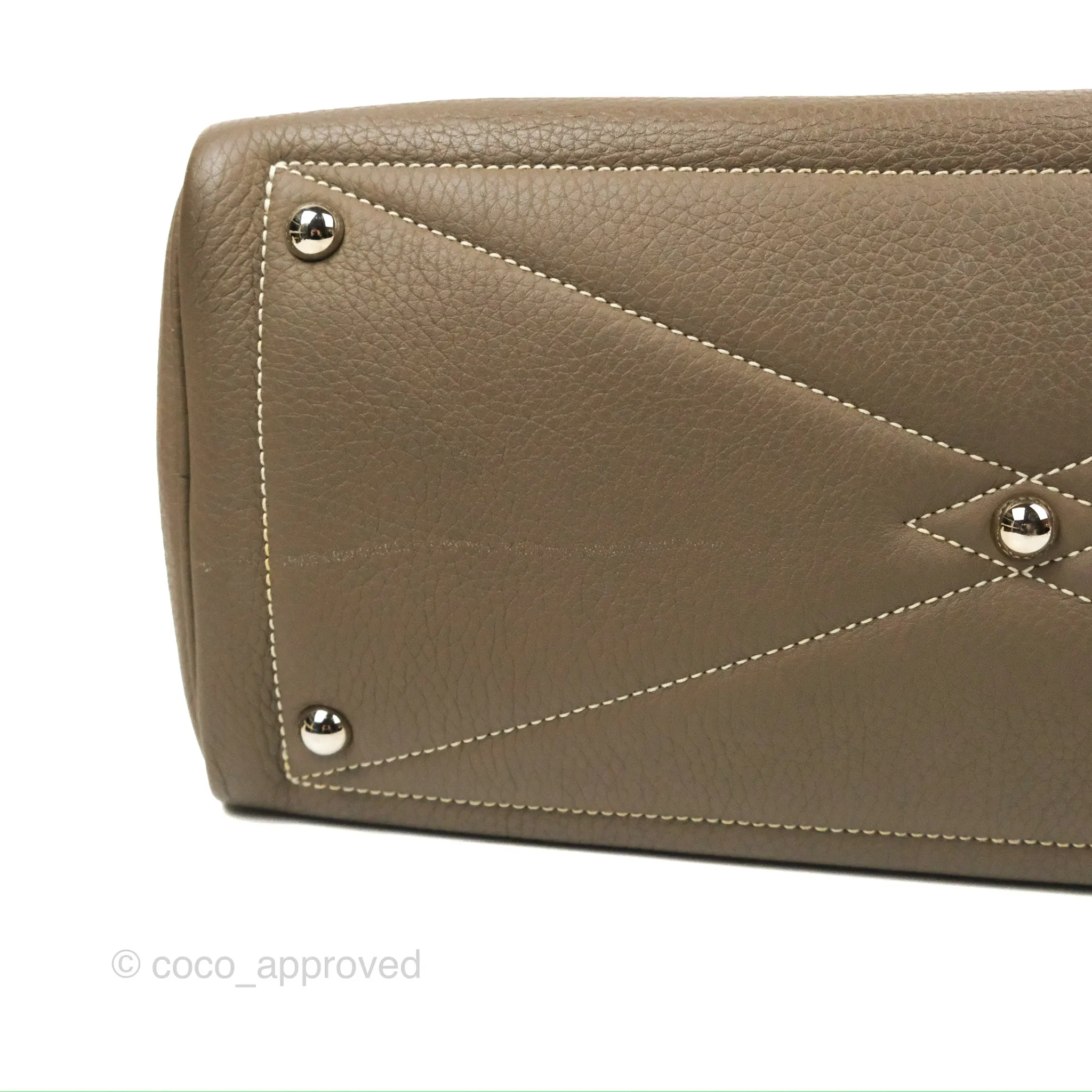 Hermes Victoria II 35 Bag Etoupe Clemence Palladium Hardware