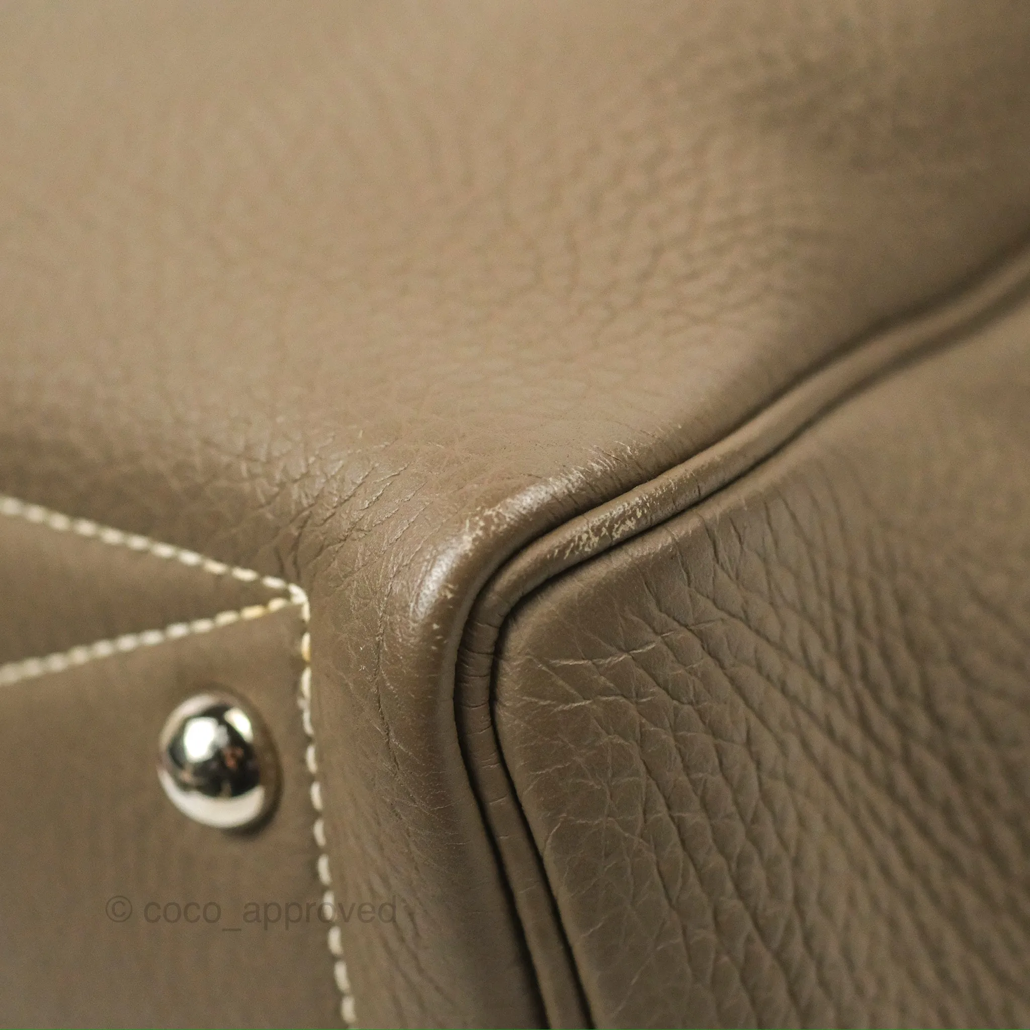 Hermes Victoria II 35 Bag Etoupe Clemence Palladium Hardware