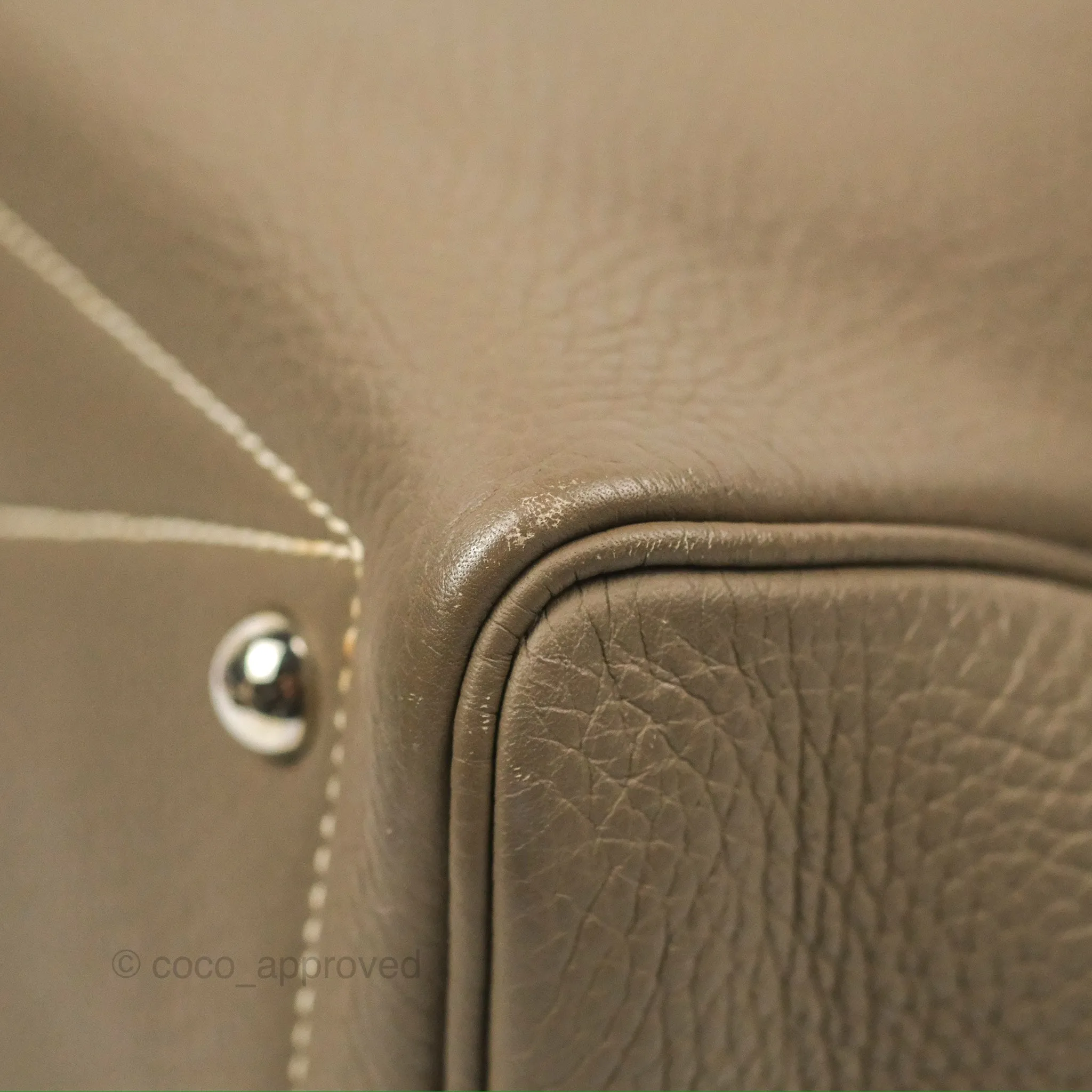 Hermes Victoria II 35 Bag Etoupe Clemence Palladium Hardware