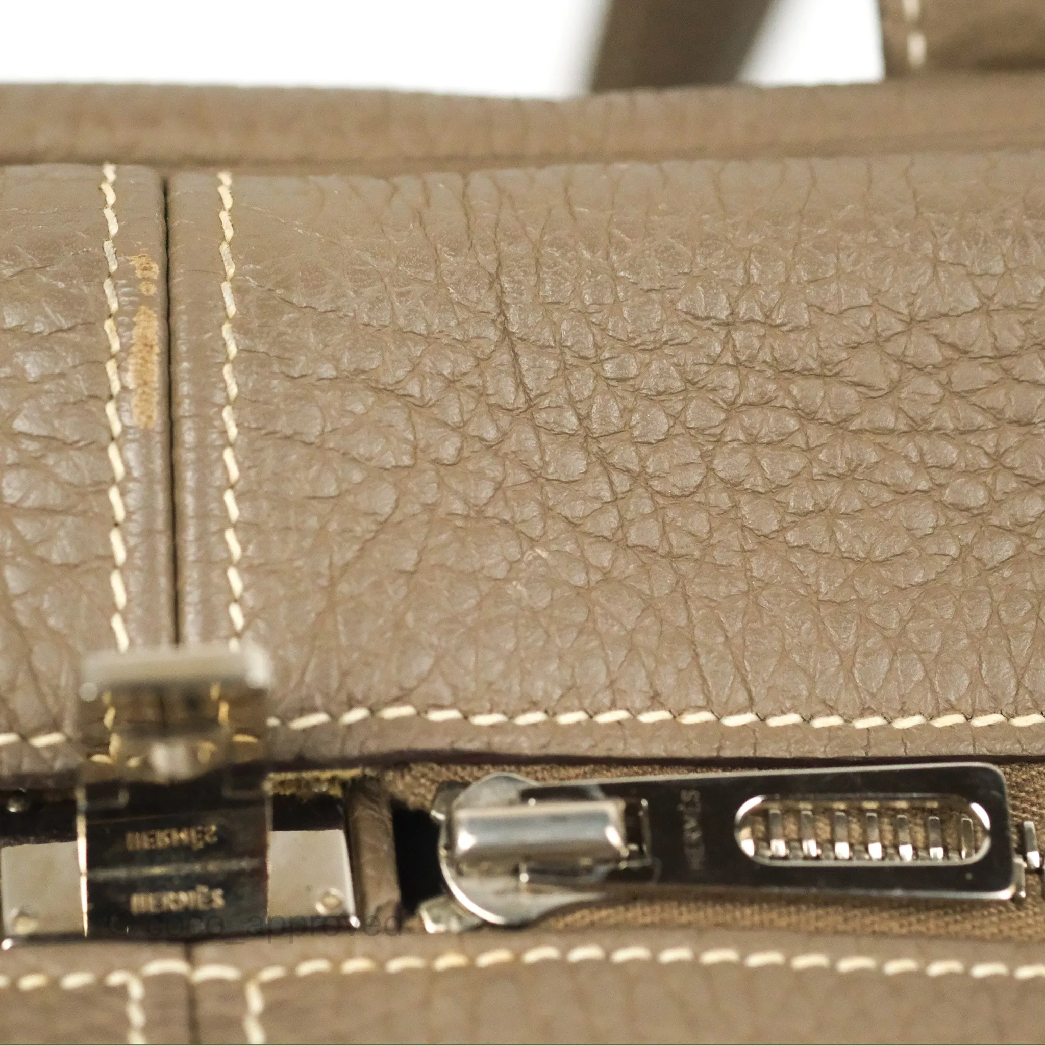 Hermes Victoria II 35 Bag Etoupe Clemence Palladium Hardware