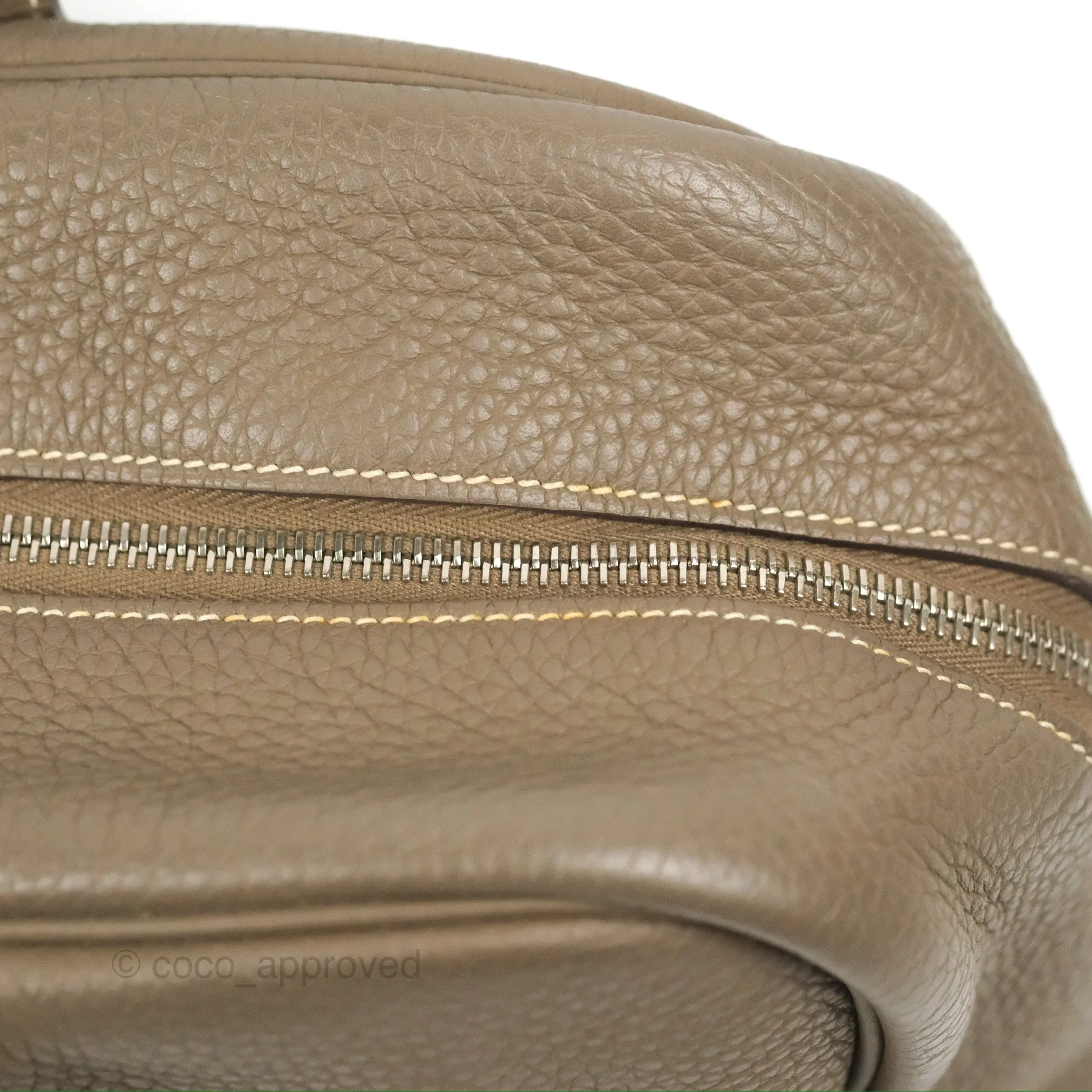 Hermes Victoria II 35 Bag Etoupe Clemence Palladium Hardware