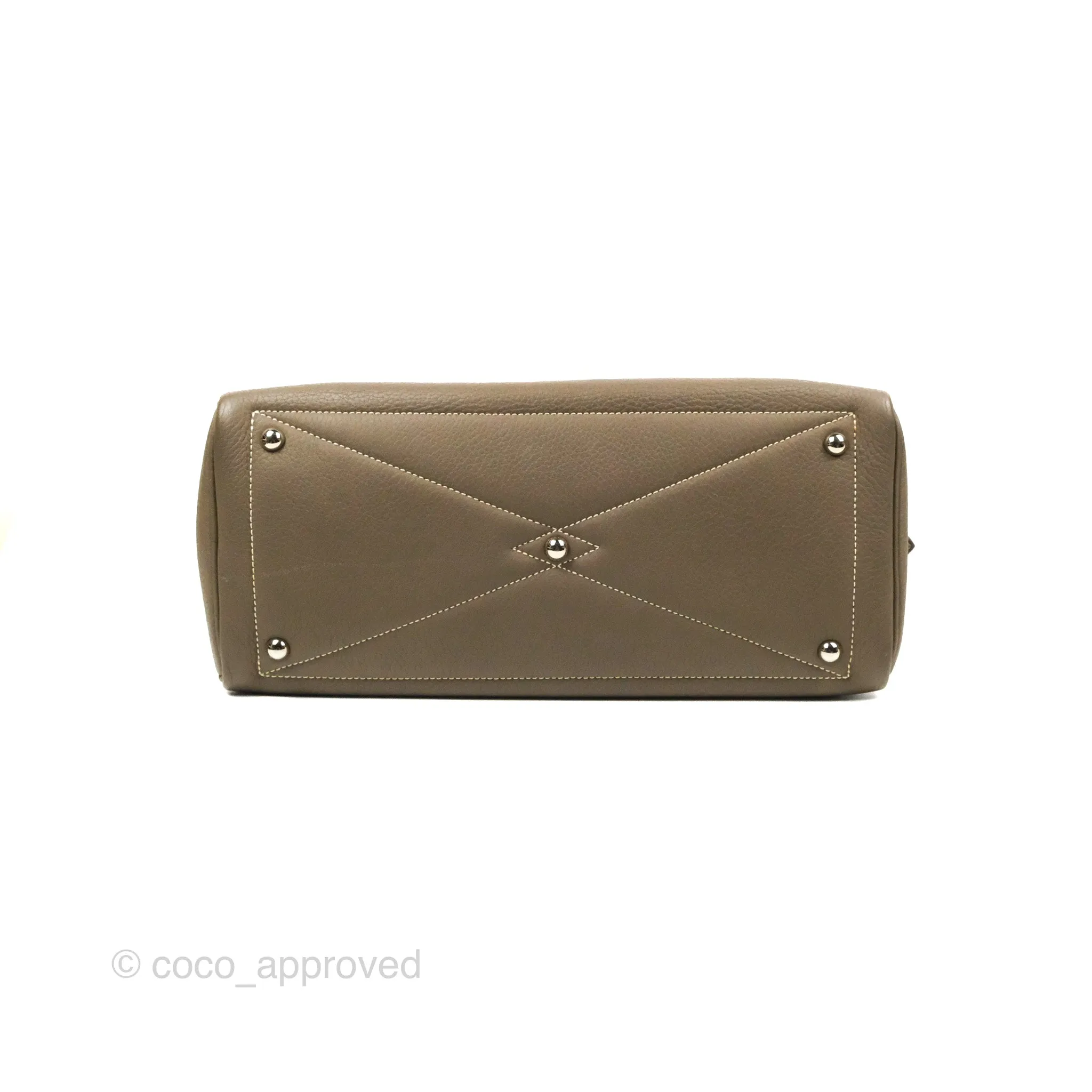 Hermes Victoria II 35 Bag Etoupe Clemence Palladium Hardware