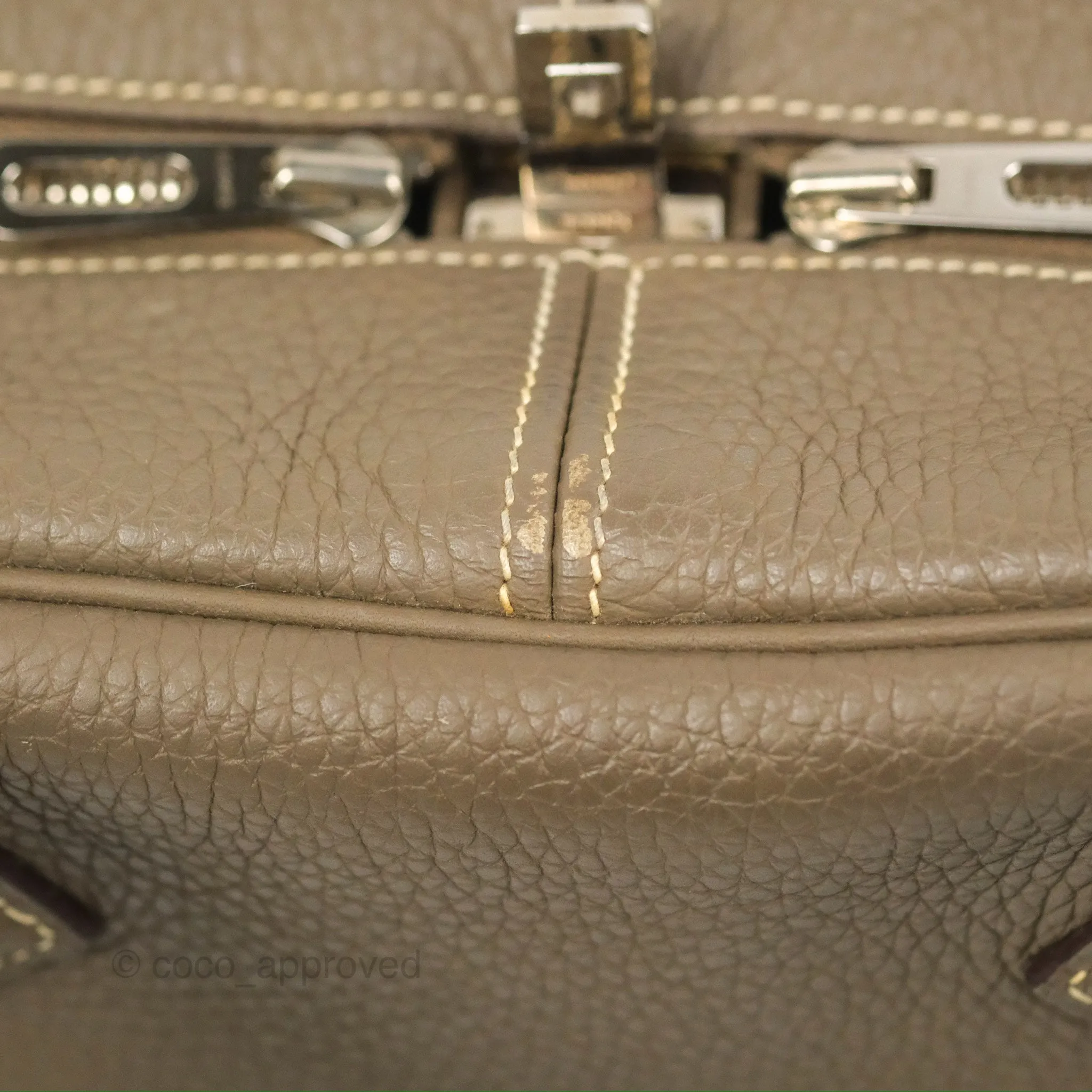 Hermes Victoria II 35 Bag Etoupe Clemence Palladium Hardware