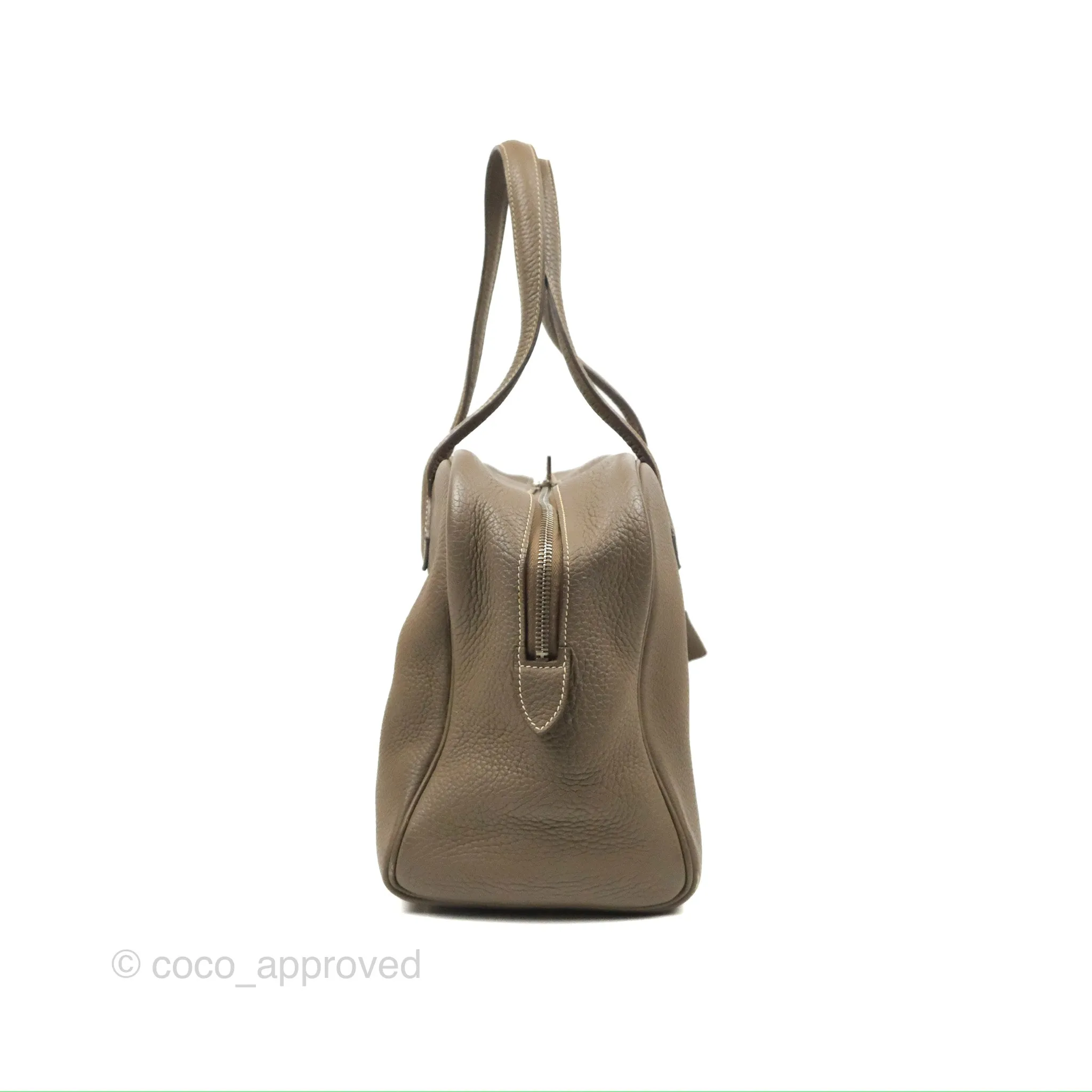 Hermes Victoria II 35 Bag Etoupe Clemence Palladium Hardware